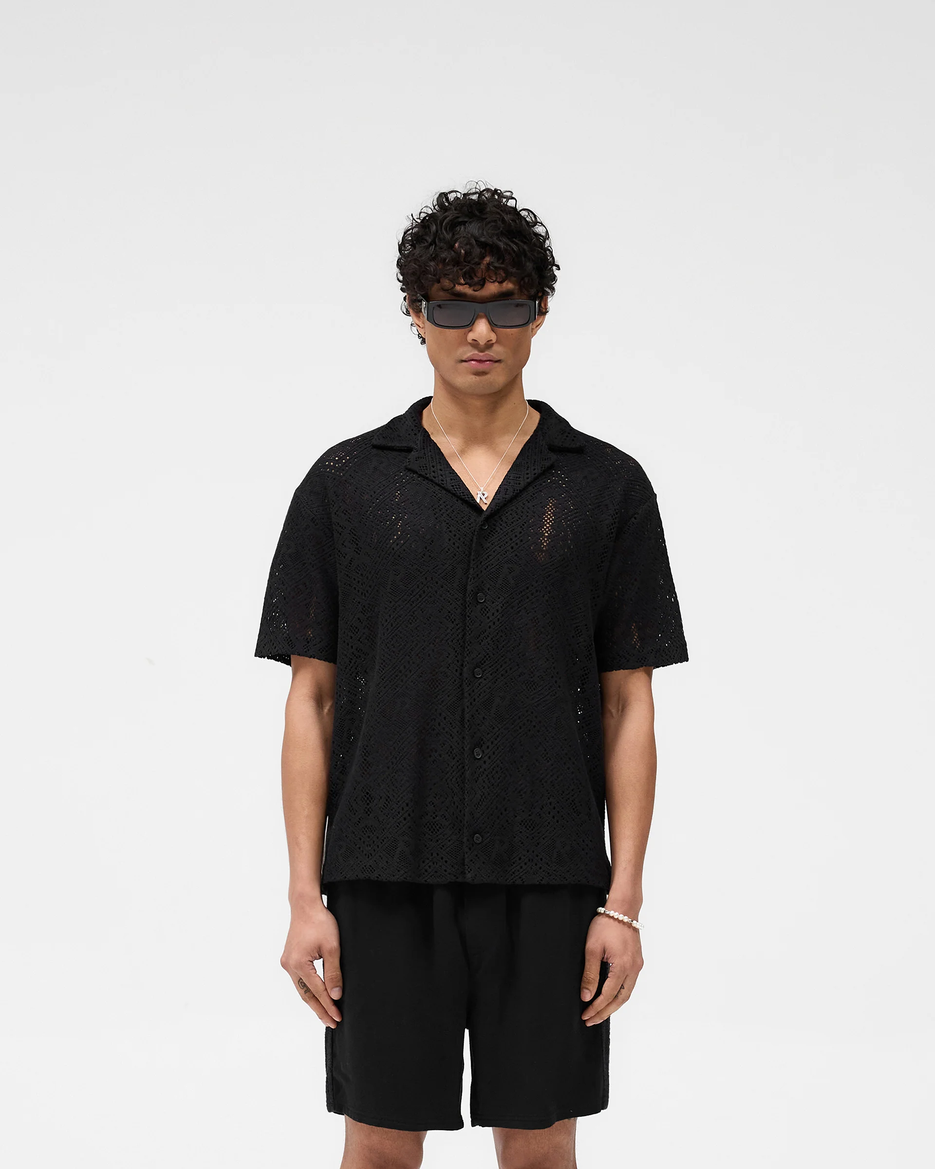 All Over Crochet Shirt - Jet Black - Image 3