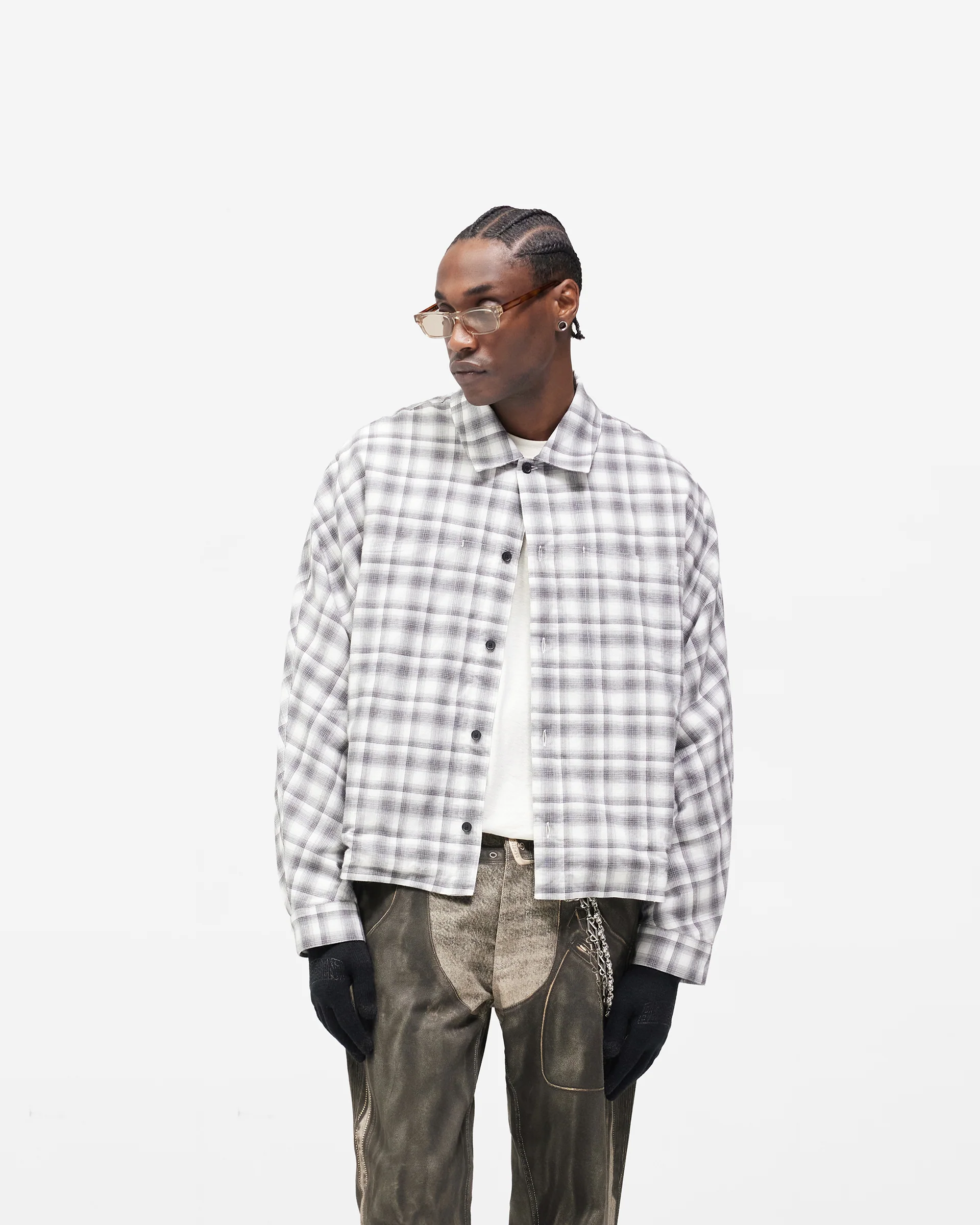 Arch Flannel Shirt - Flat White Jet Black - Image 3