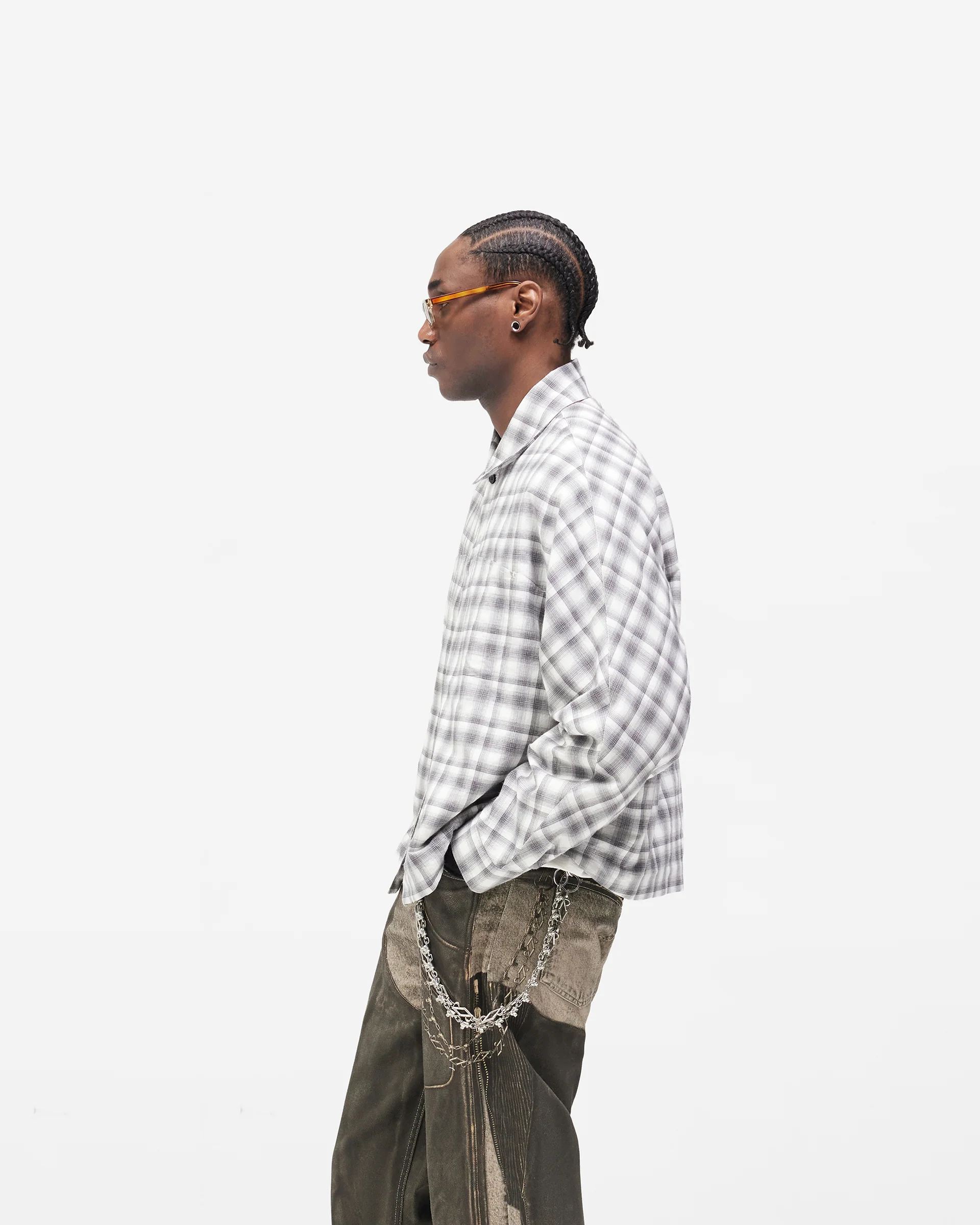 Arch Flannel Shirt - Flat White Jet Black - Image 4