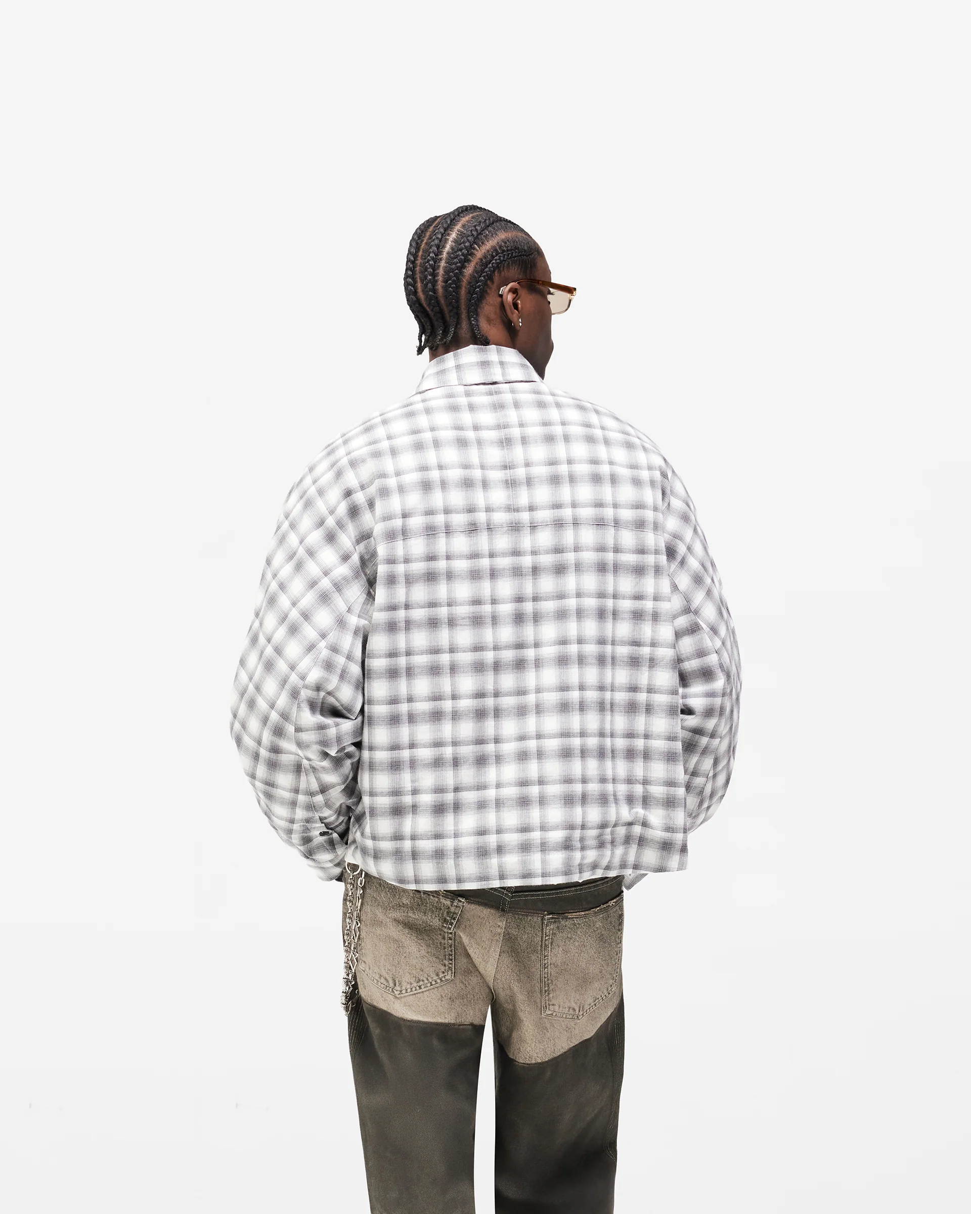 Arch Flannel Shirt - Flat White Jet Black - Image 6