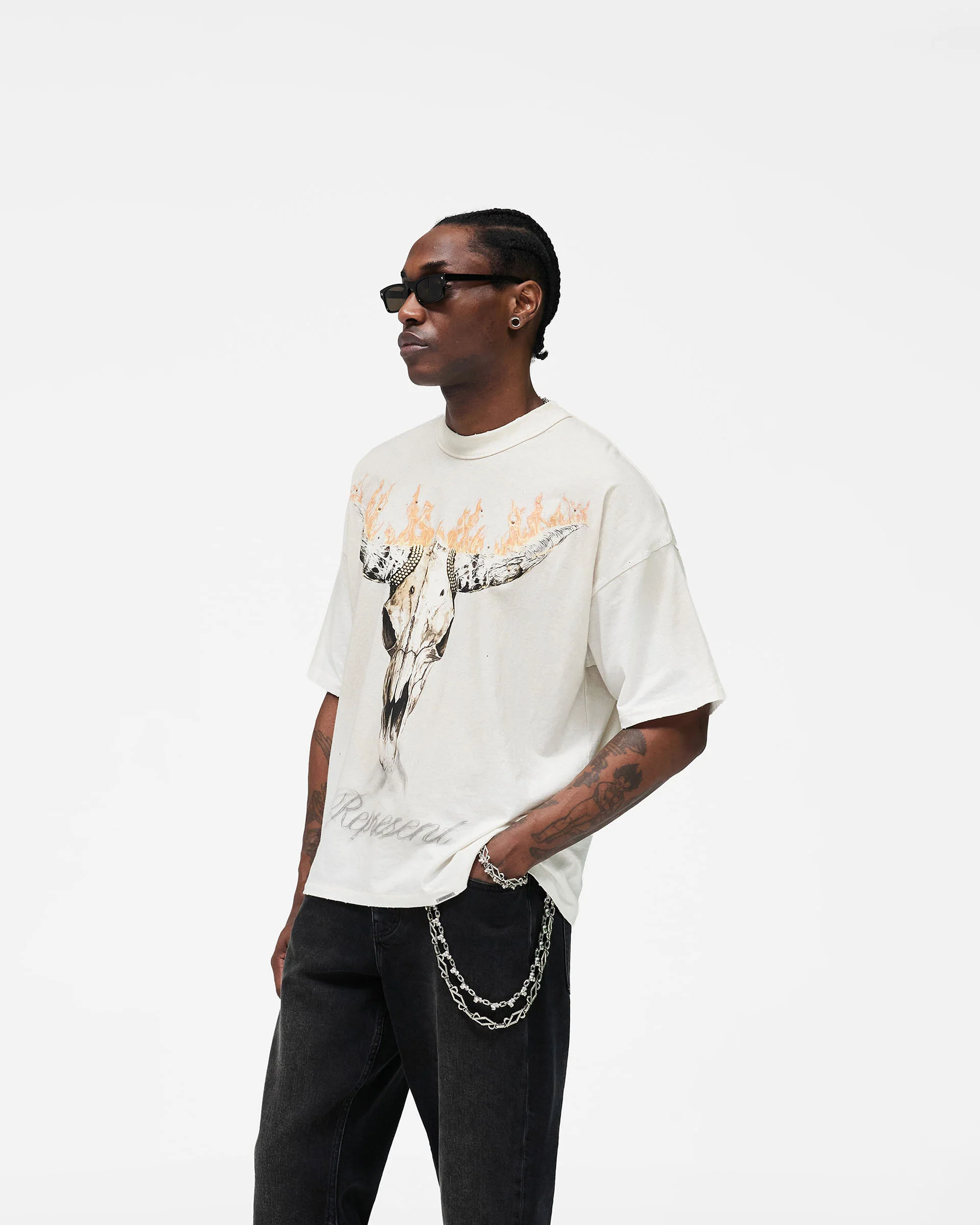 British Cowboys T-Shirt - Washed Ecru - Image 4