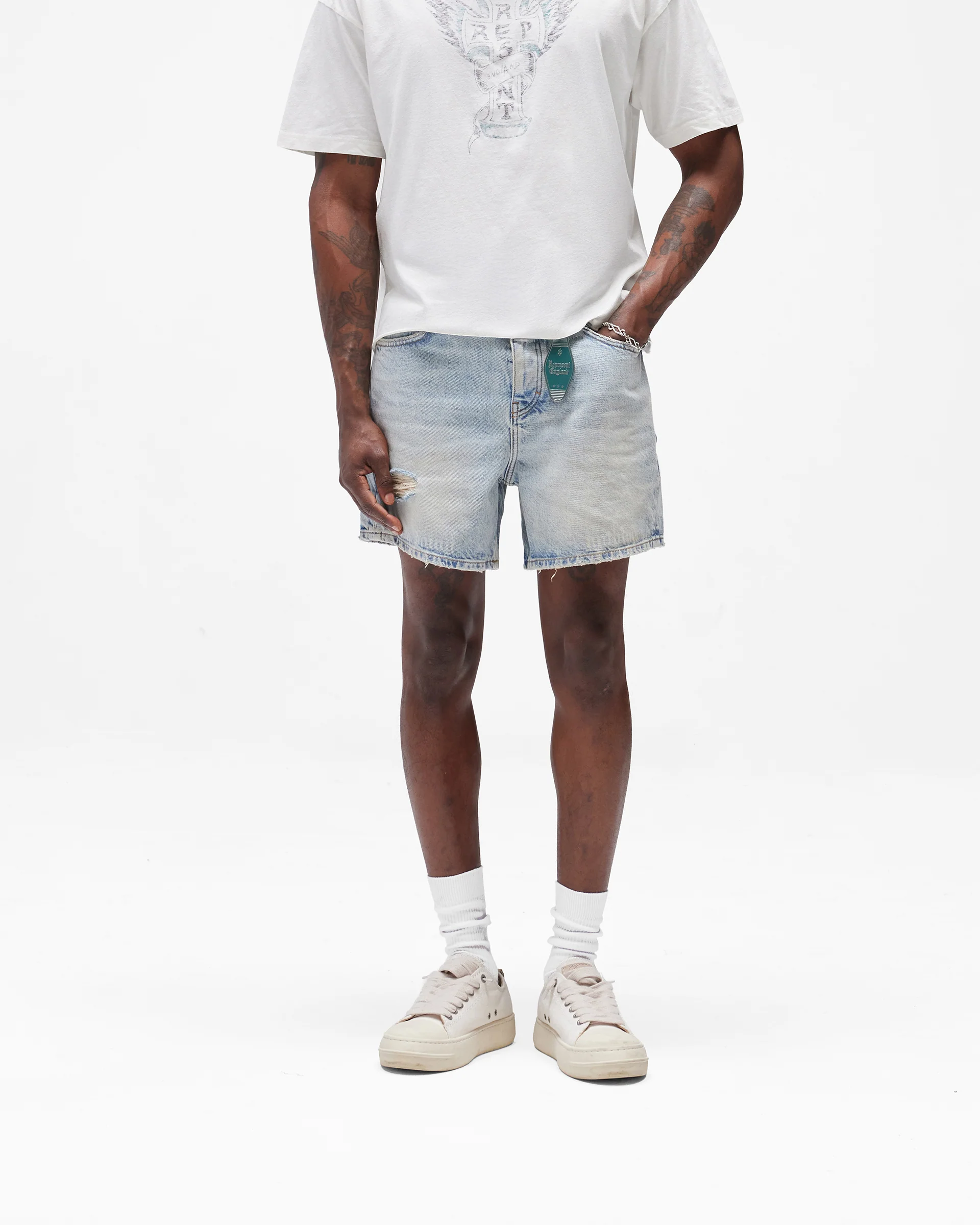 Busy Doing Nothing Denim Short - Dusty Blue - Image 3