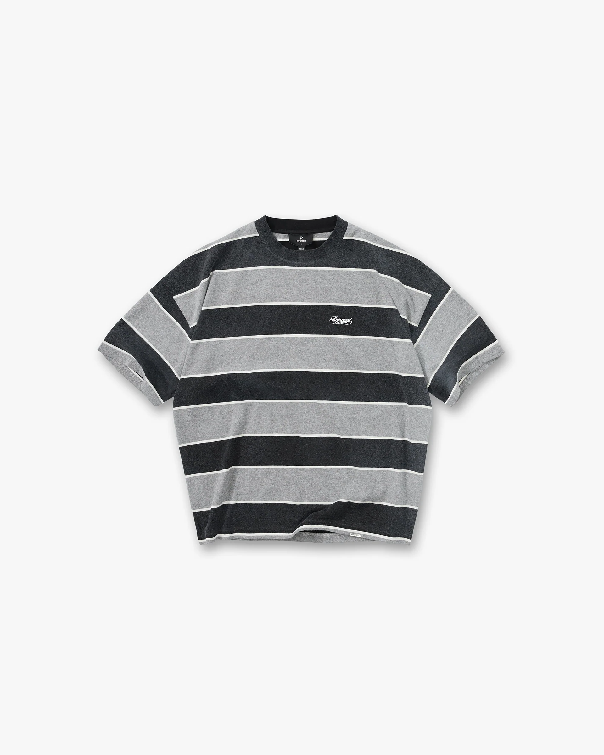 Calfornia Striped T-Shirt - Jet Black Grey Marl