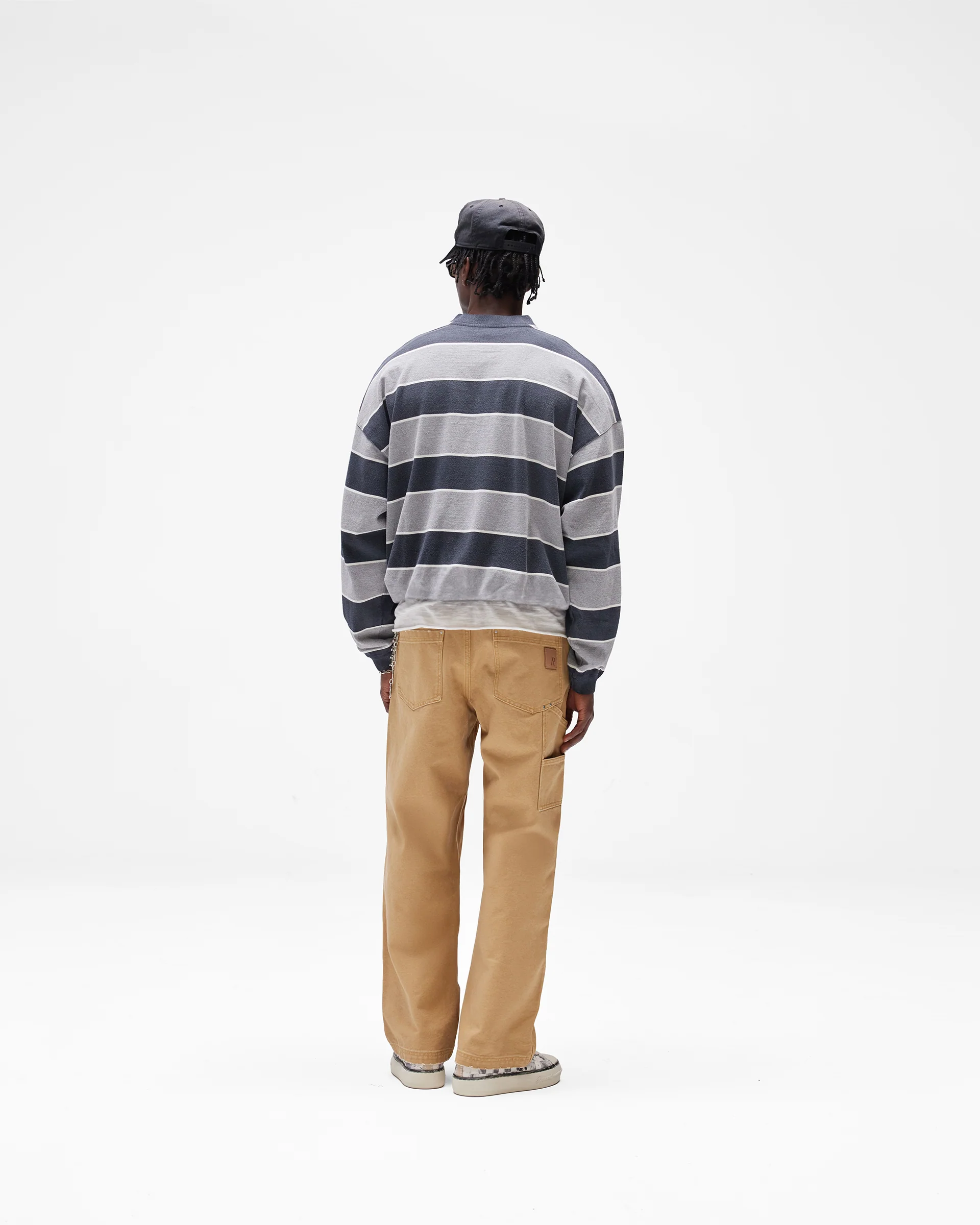 California Striped Henley Sweater - Jet Black Grey Marl - Image 12