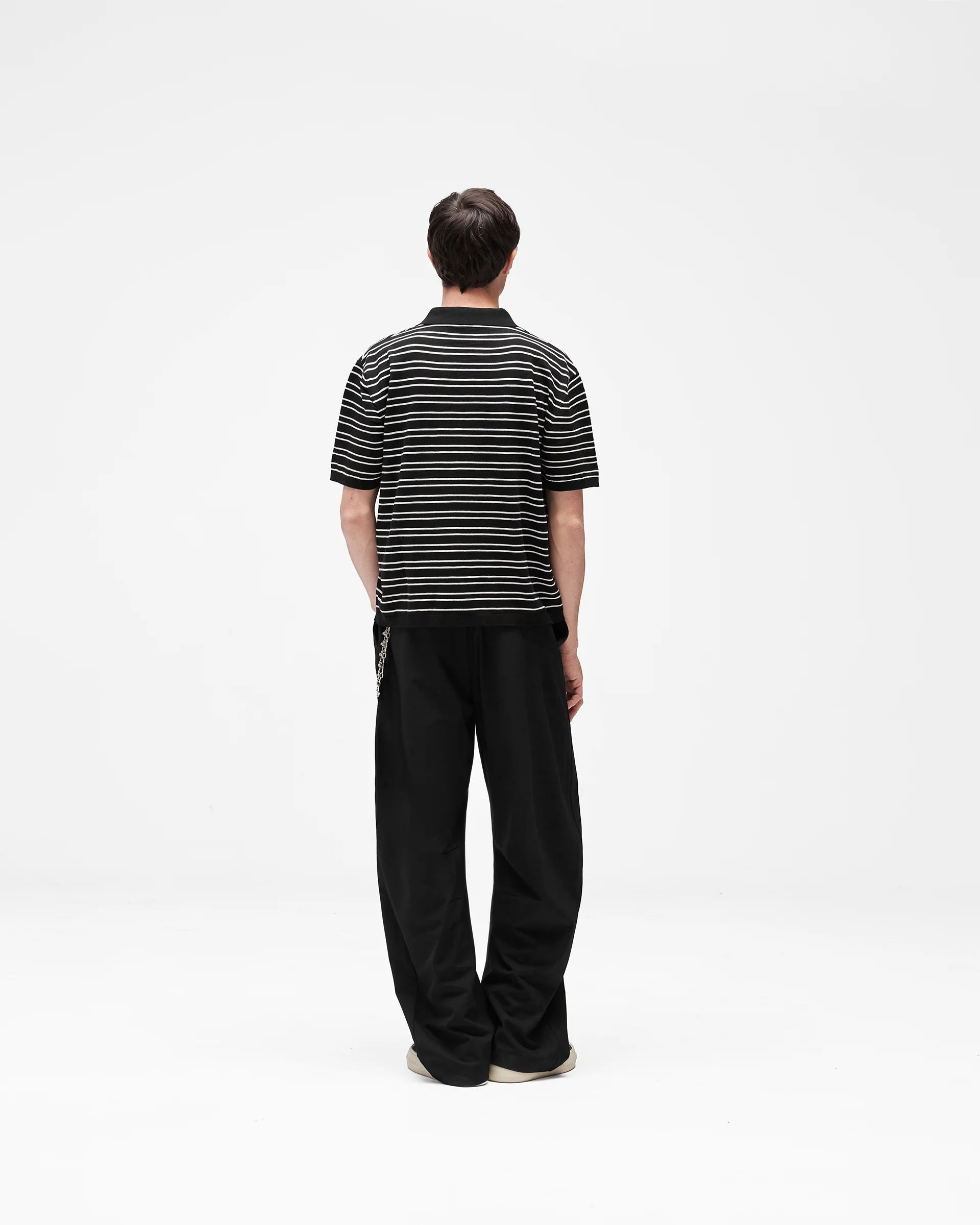 California Striped Knitted Polo - Jet Black - Image 12