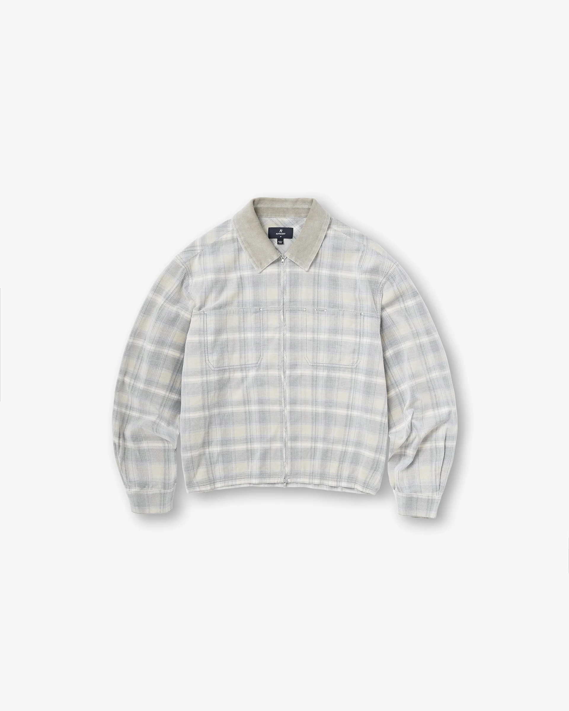 Cord Zip Flannel Shirt - Mineral