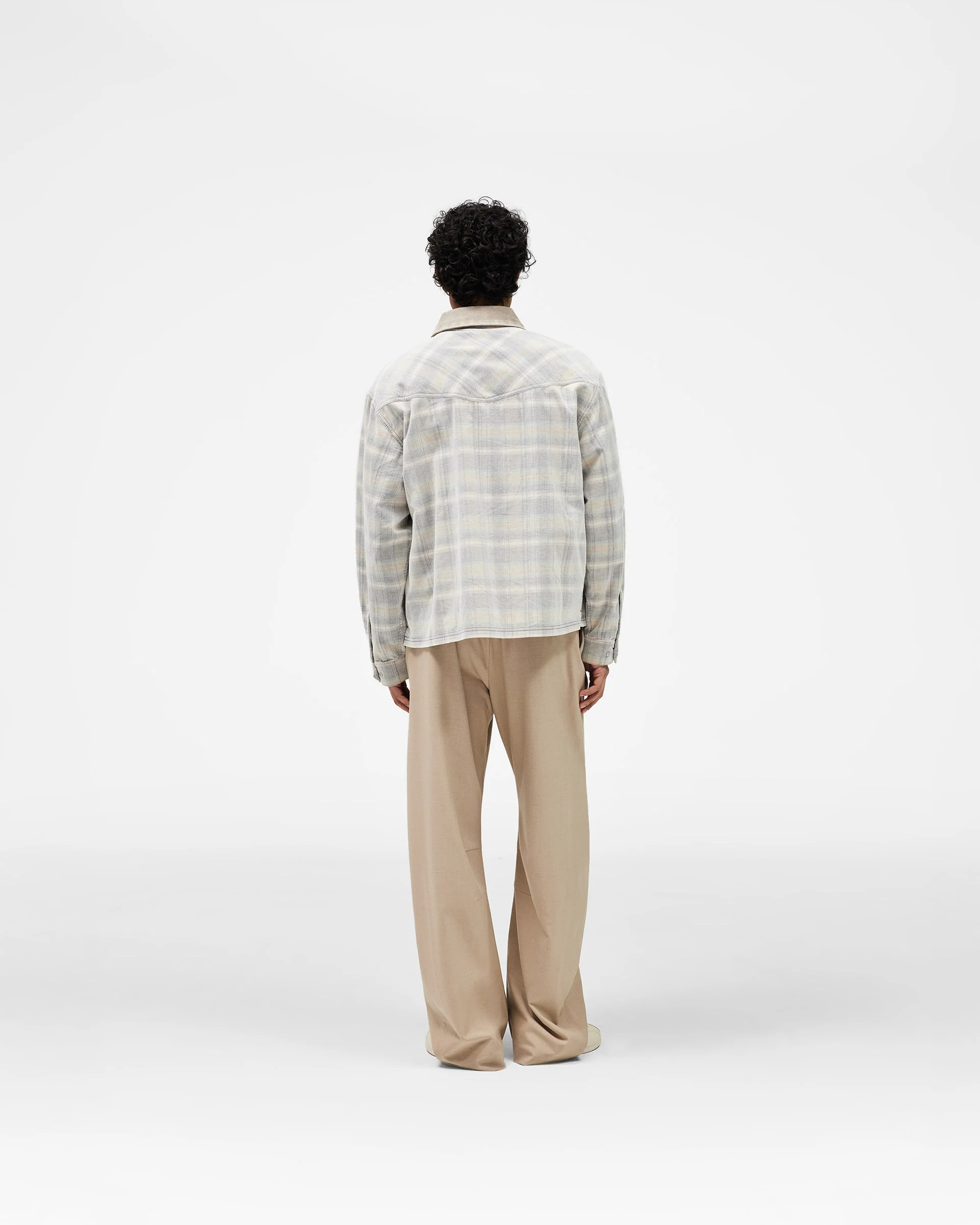 Cord Zip Flannel Shirt - Mineral - Image 9