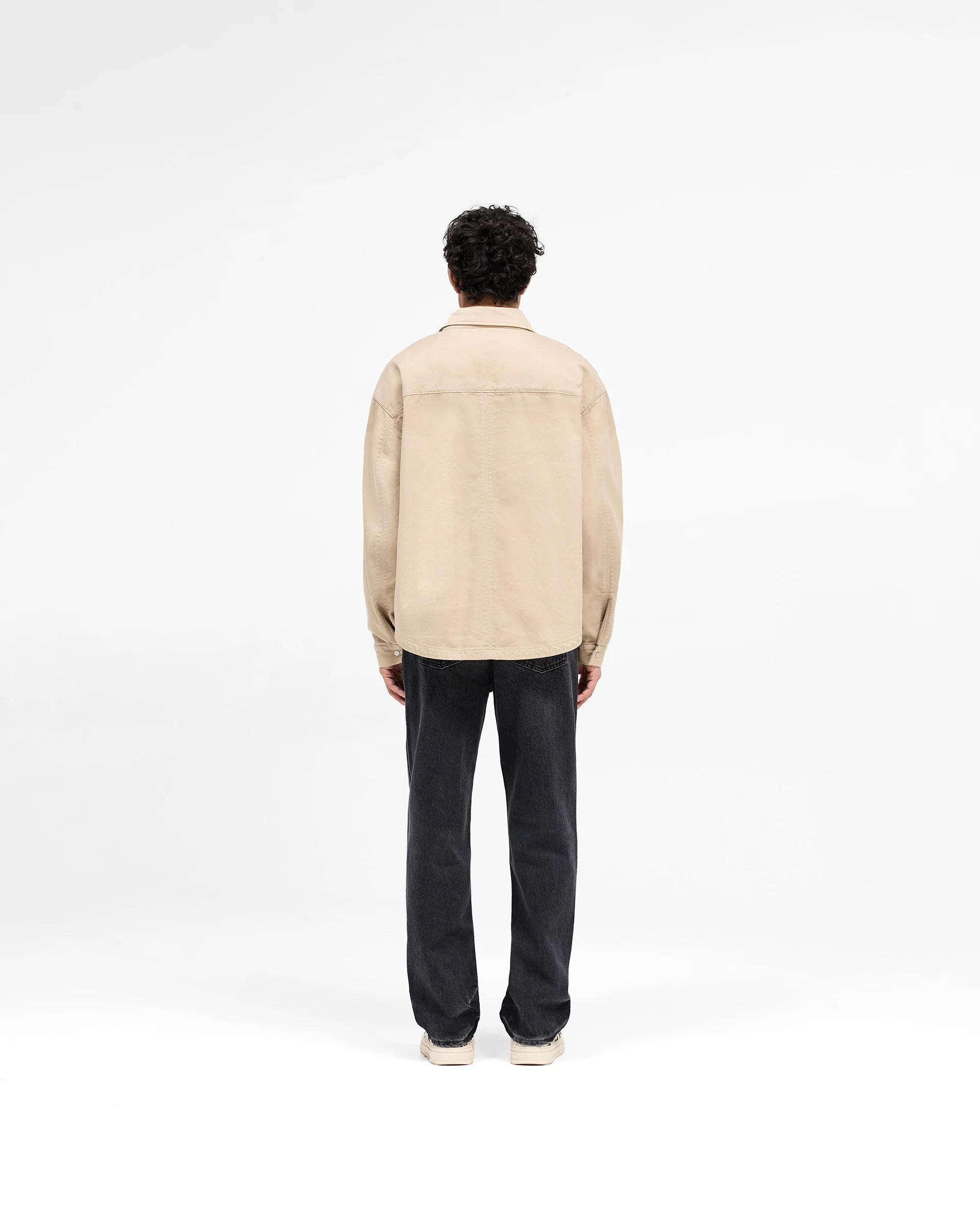 Cotton Zip Through Shirt - Beige - Image 6