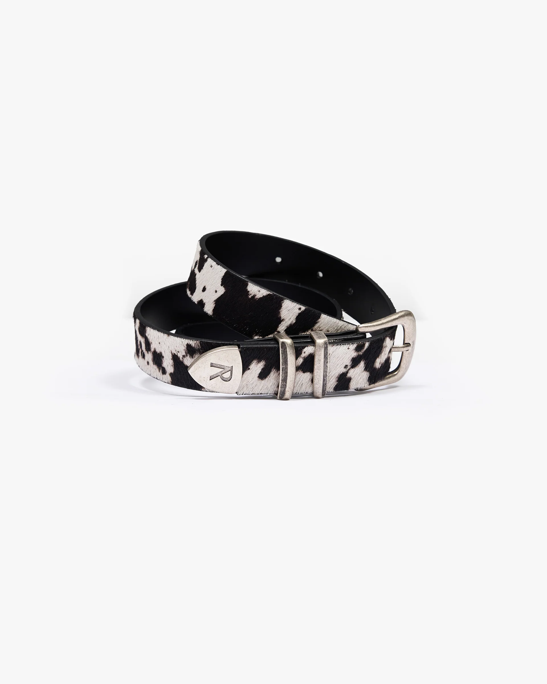 Cowhide Rodeo Belt - Flat White Jet Black