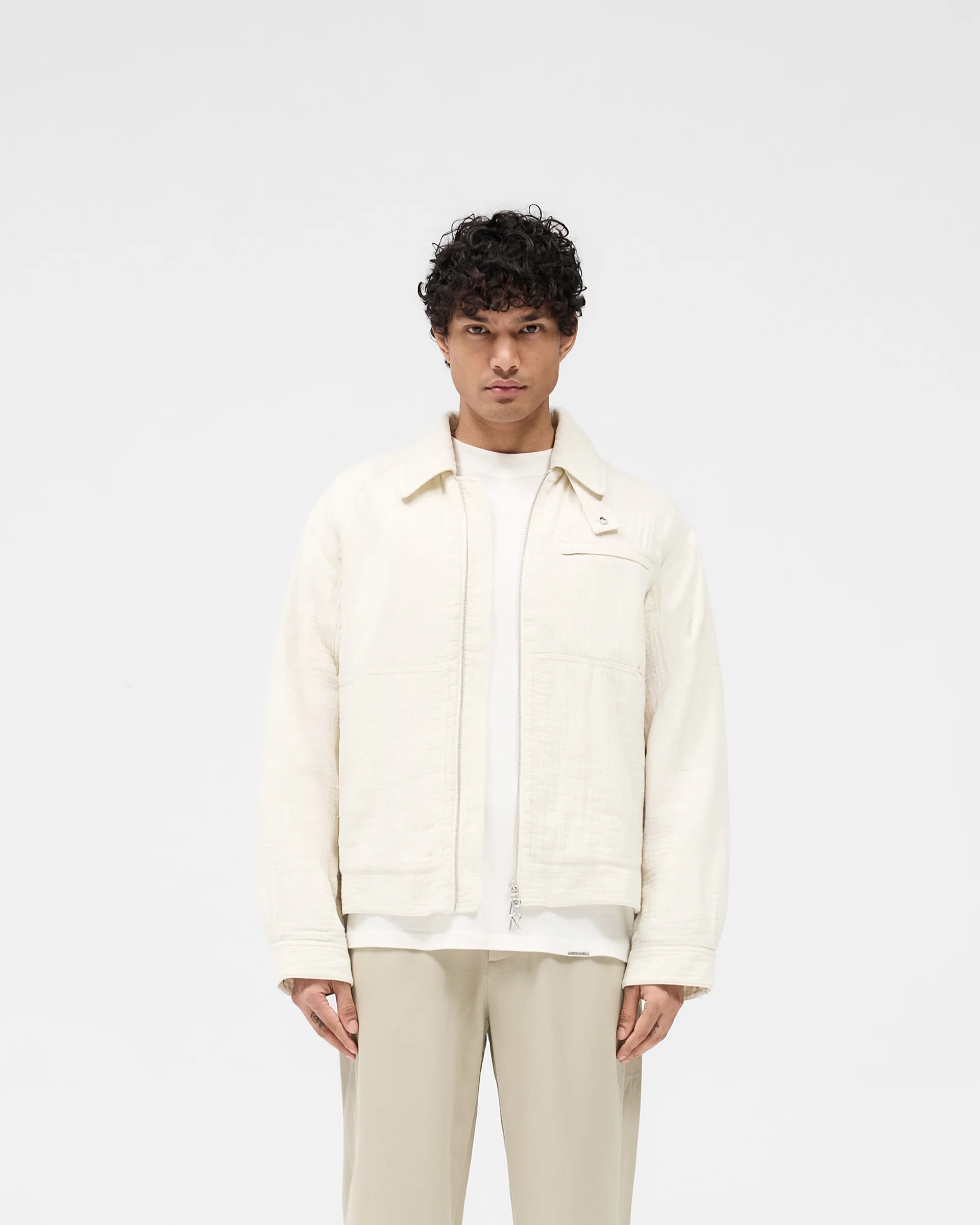 Crinkle Trucker Jacket - Ecru - Image 3