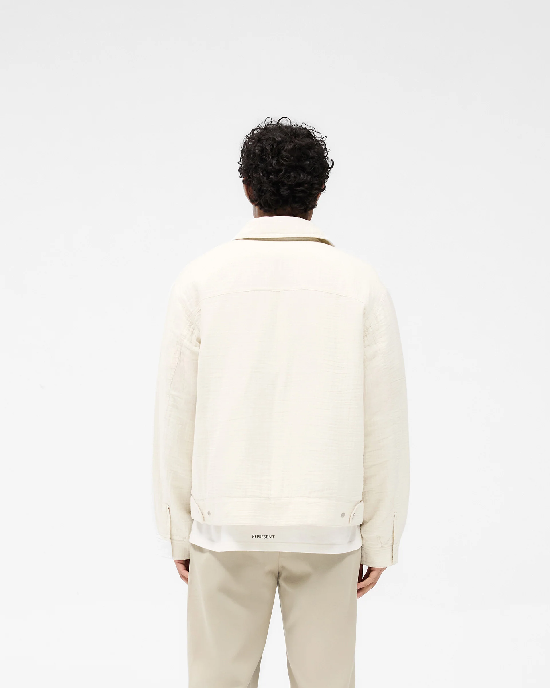 Crinkle Trucker Jacket - Ecru - Image 4