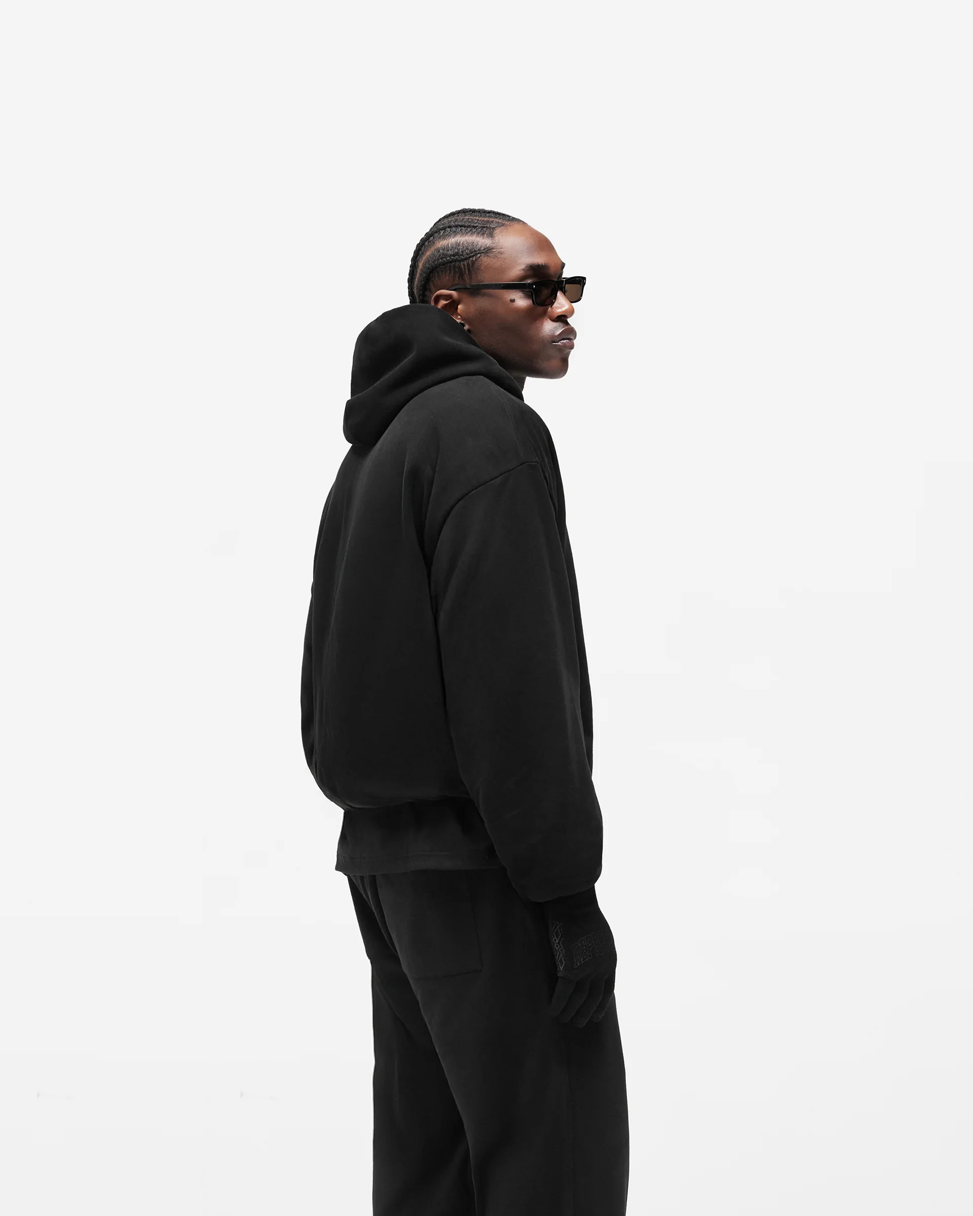 Dual Layer Script Hoodie - Jet Black - Image 5