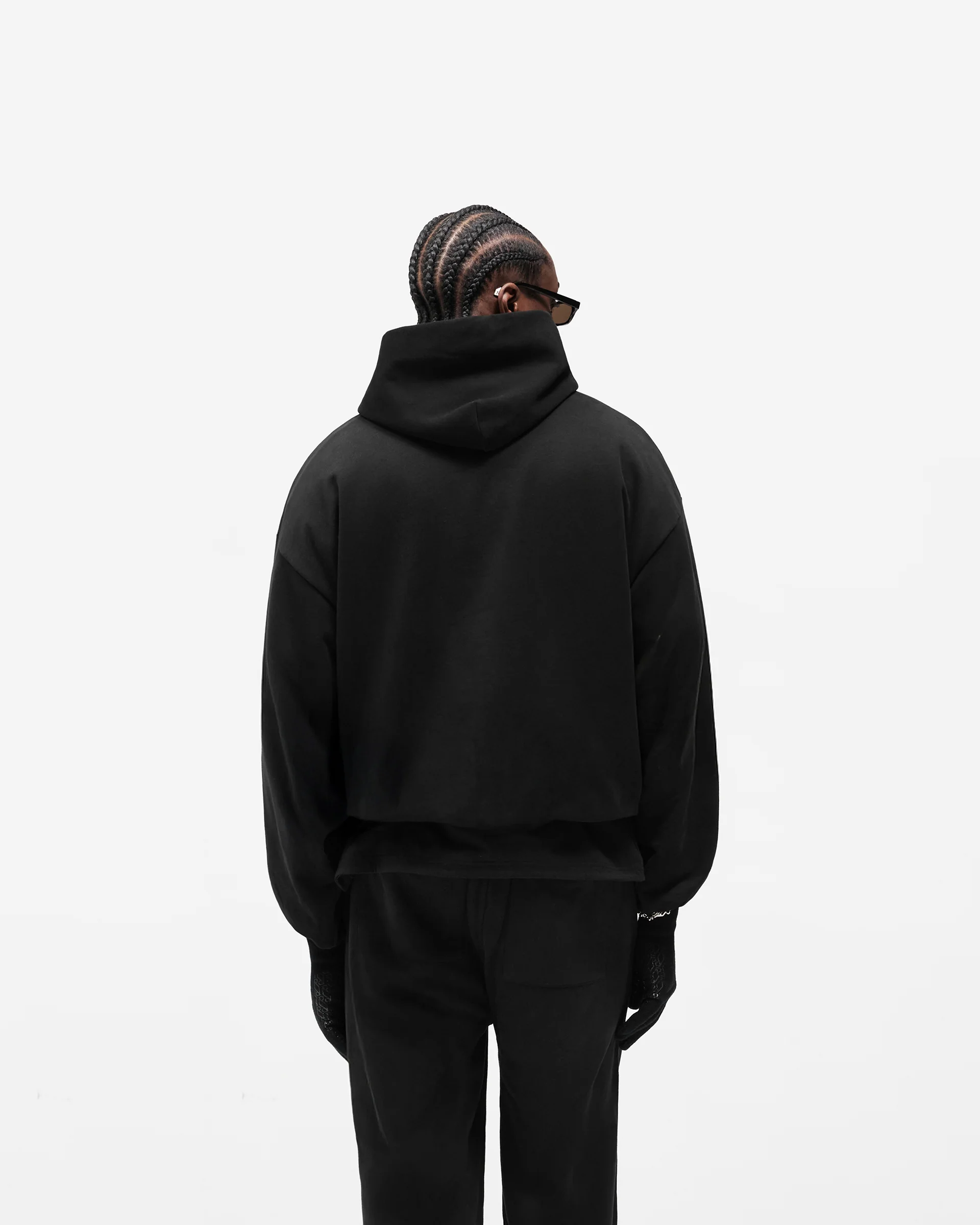 Dual Layer Script Hoodie - Jet Black - Image 7