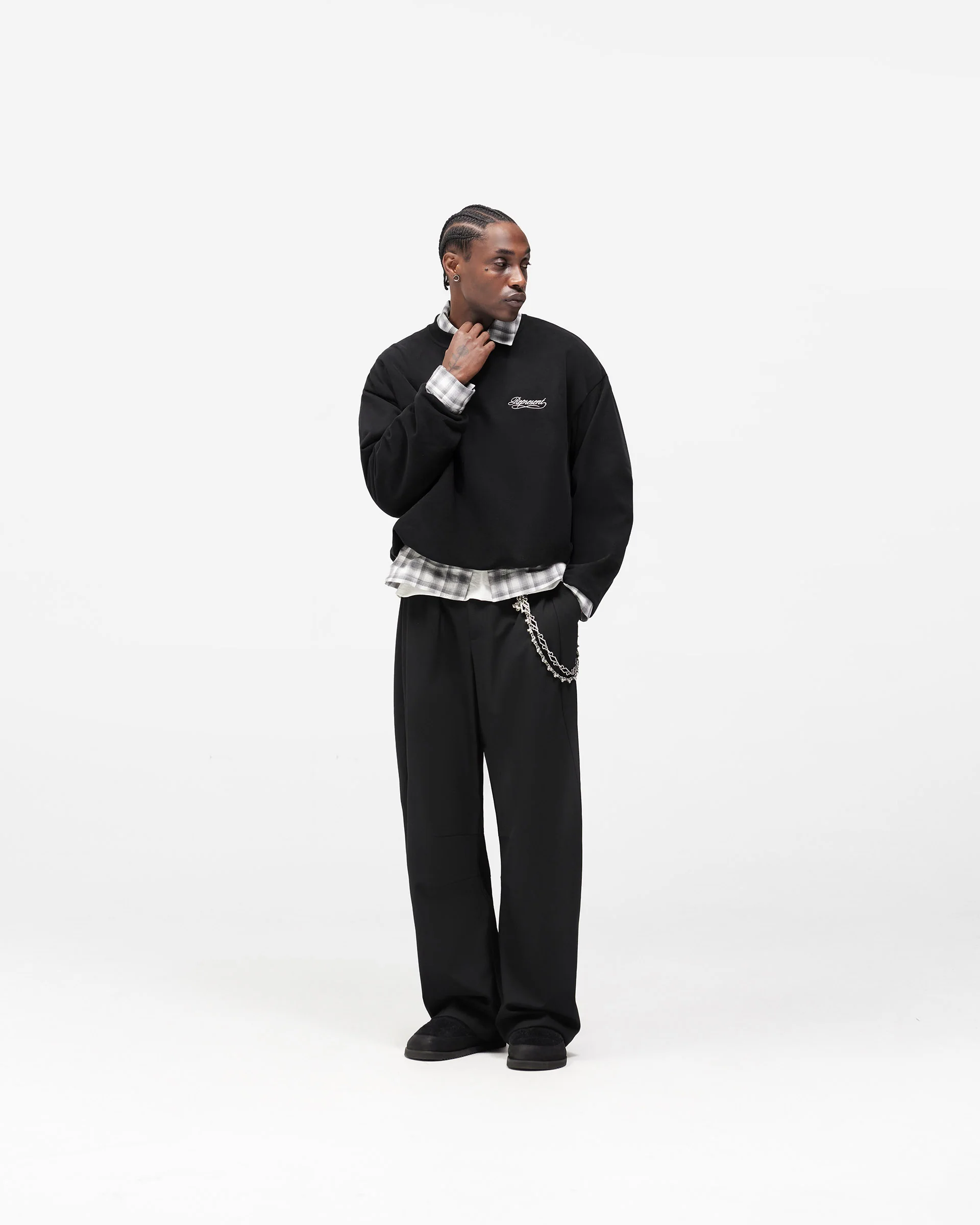 Dual Layer Script Sweater - Jet Black - Image 11