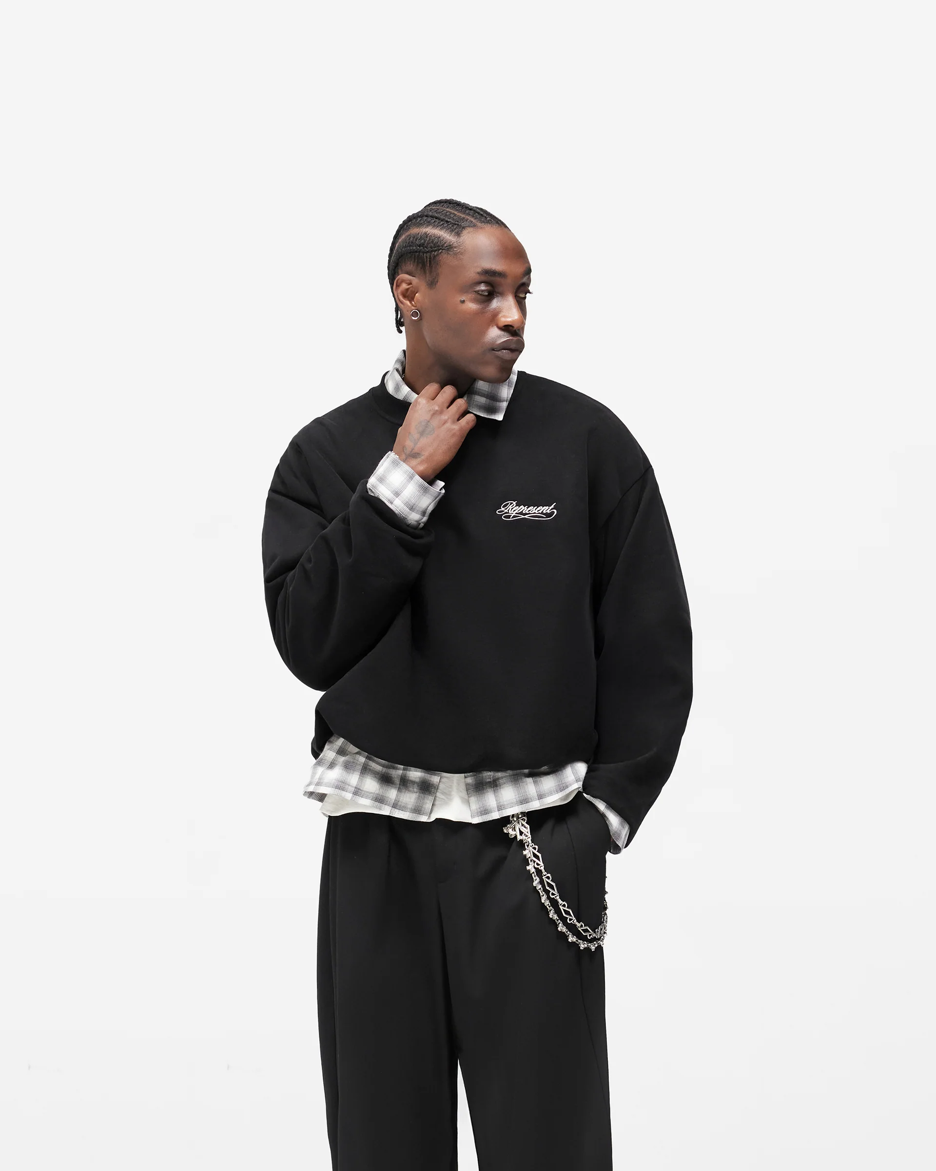 Dual Layer Script Sweater - Jet Black - Image 2