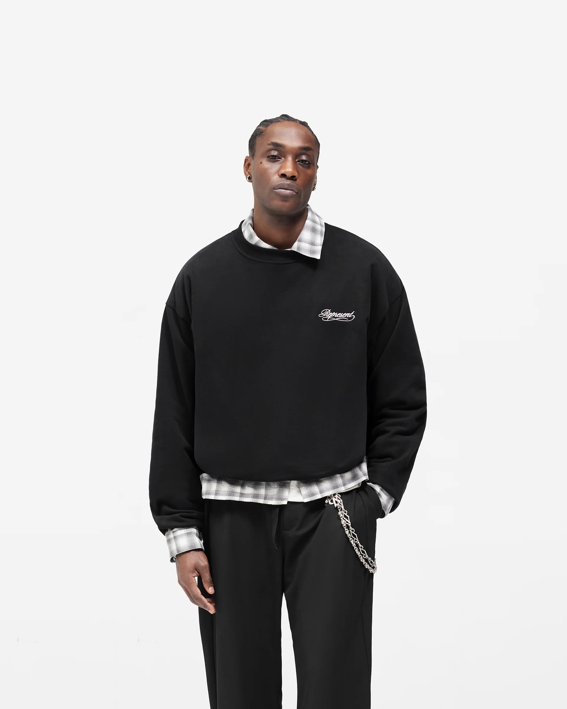 Dual Layer Script Sweater - Jet Black - Image 3