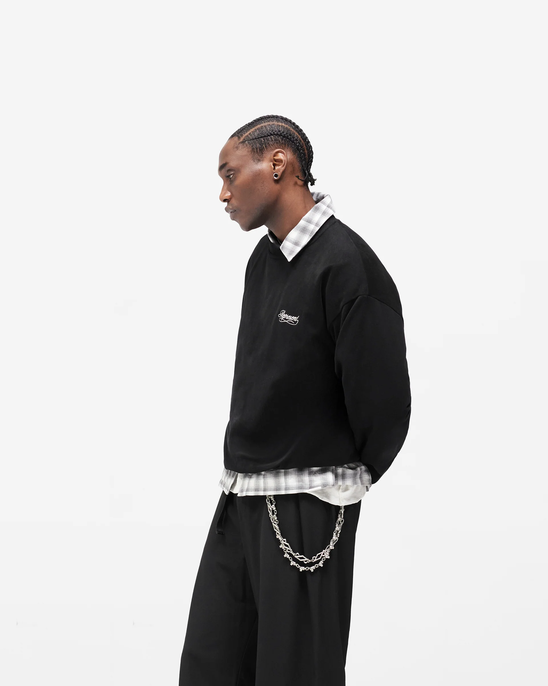 Dual Layer Script Sweater - Jet Black - Image 4