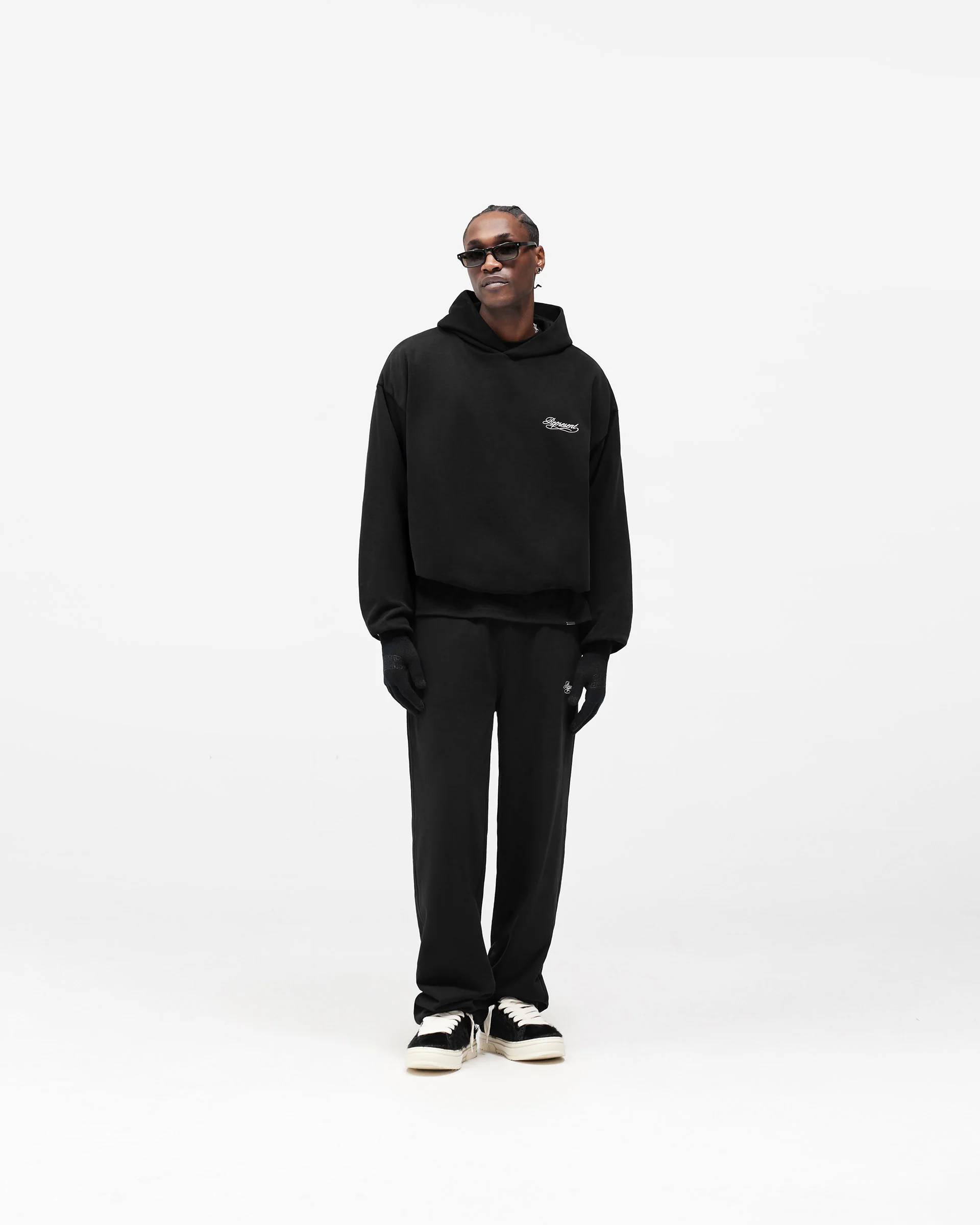 Dual Layer Script Sweatpants - Jet Black - Image 12
