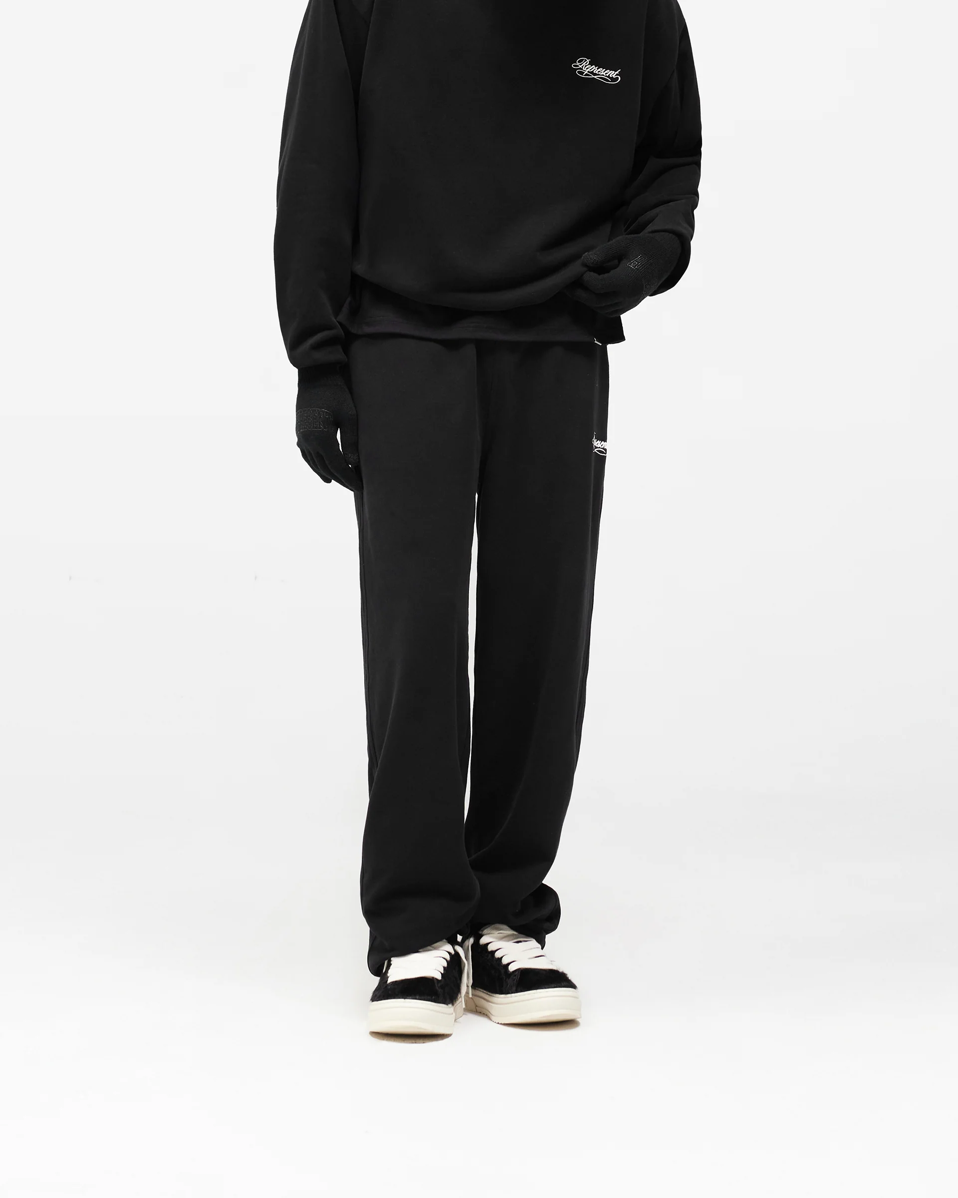Dual Layer Script Sweatpants - Jet Black - Image 2
