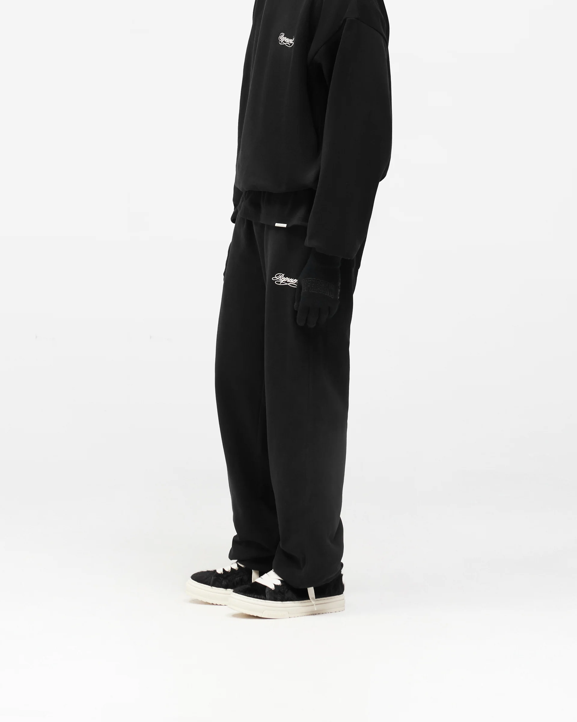 Dual Layer Script Sweatpants - Jet Black - Image 5