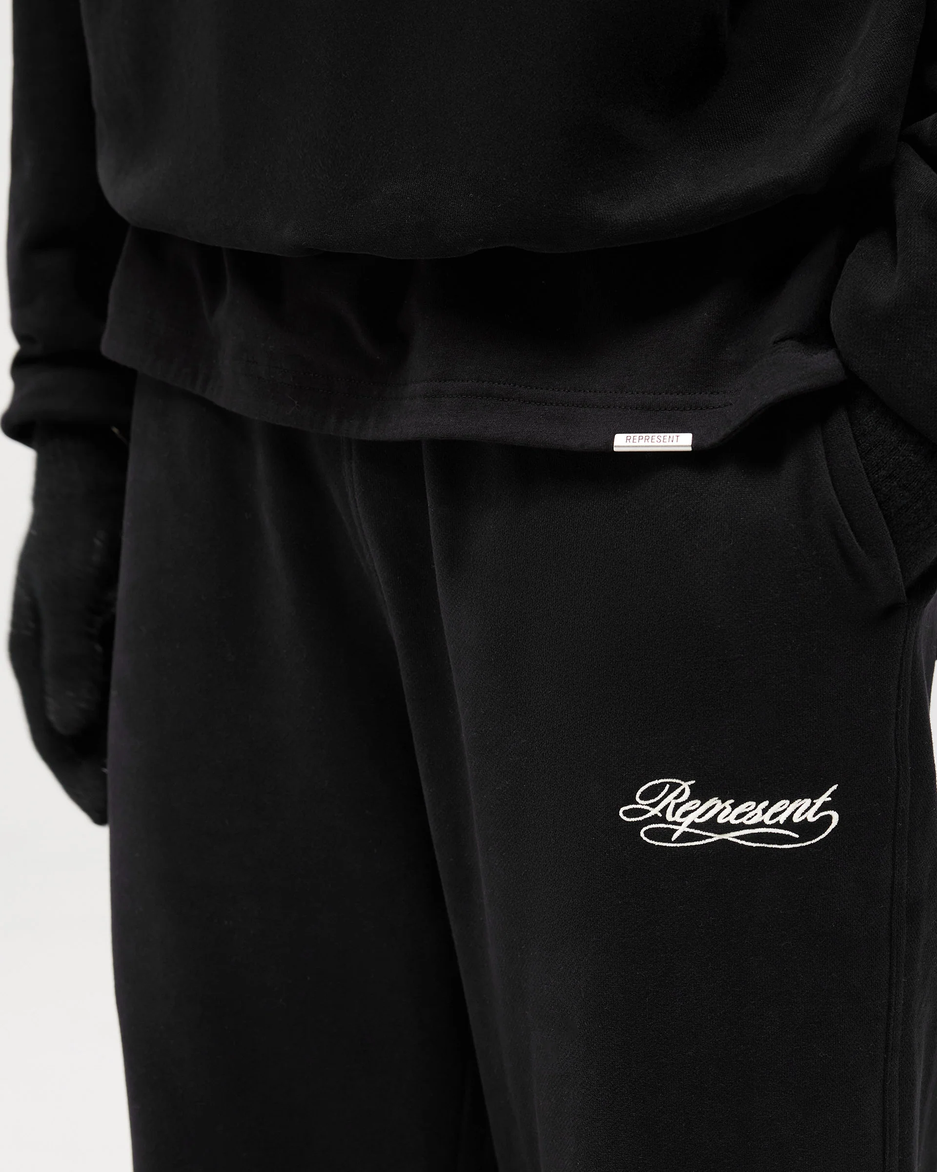 Dual Layer Script Sweatpants - Jet Black - Image 7