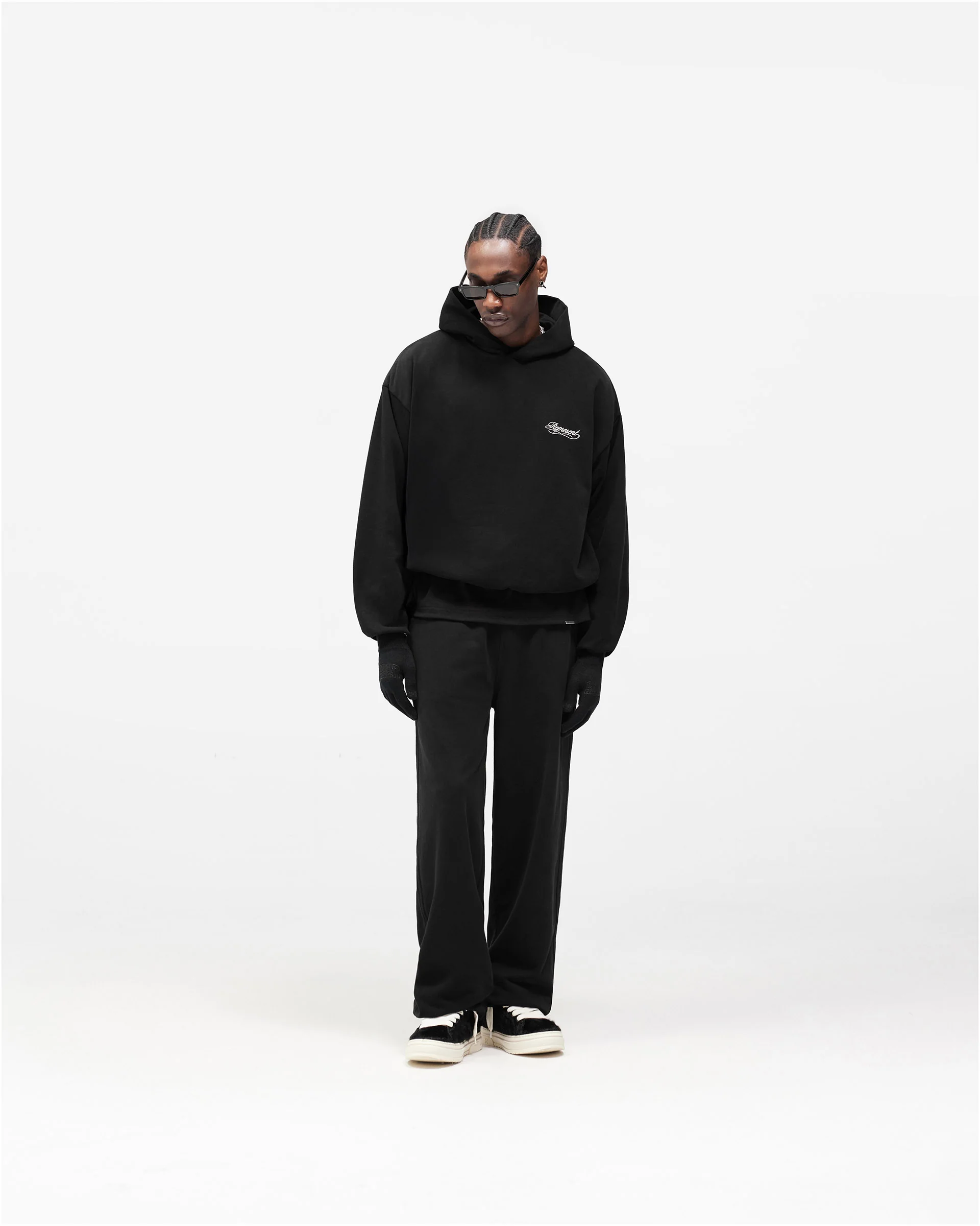 Dual Layer Script Sweatpants - Jet Black - Image 9
