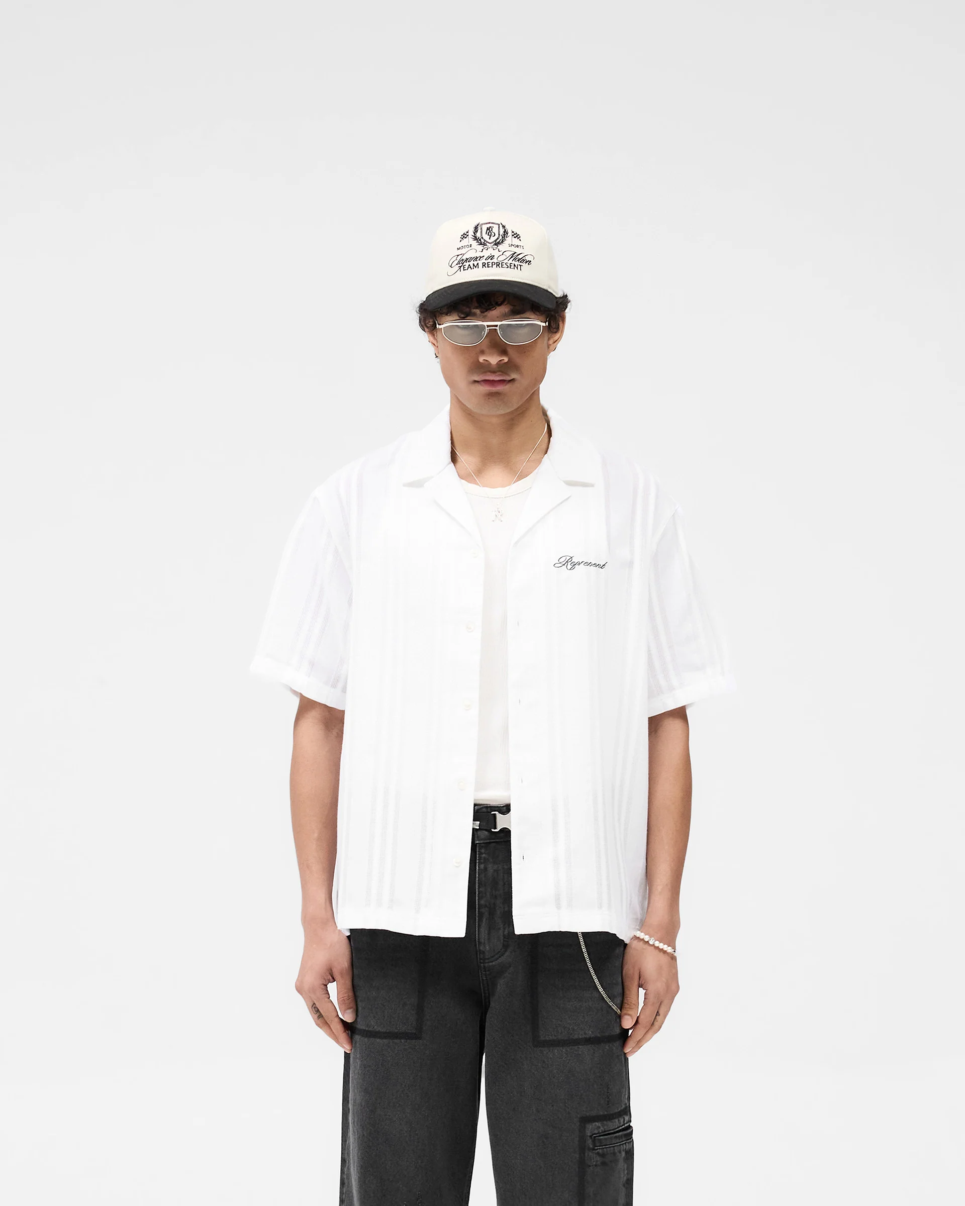 Embroidered Bowling Shirt - Antique White - Image 3