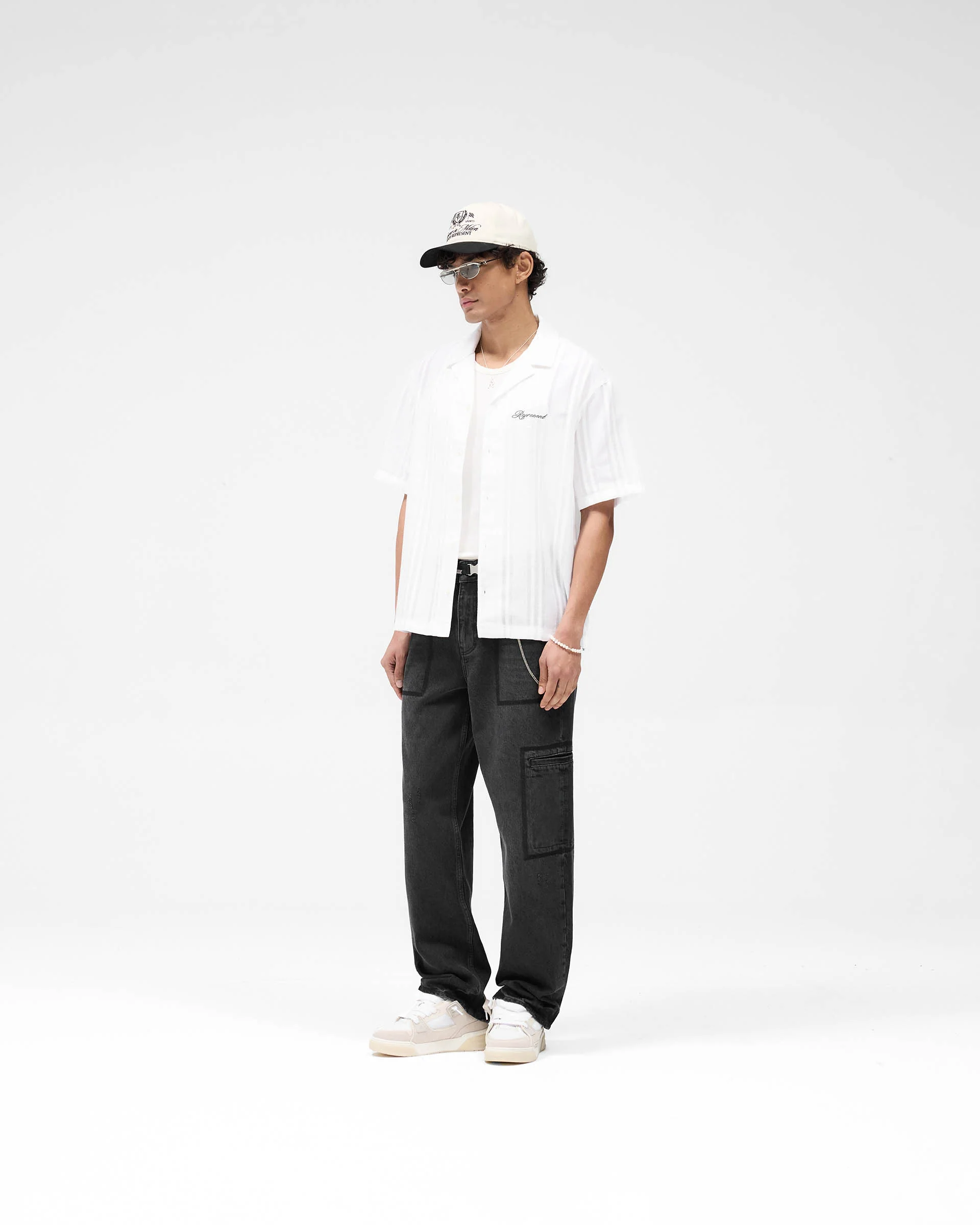 Embroidered Bowling Shirt - Antique White - Image 6