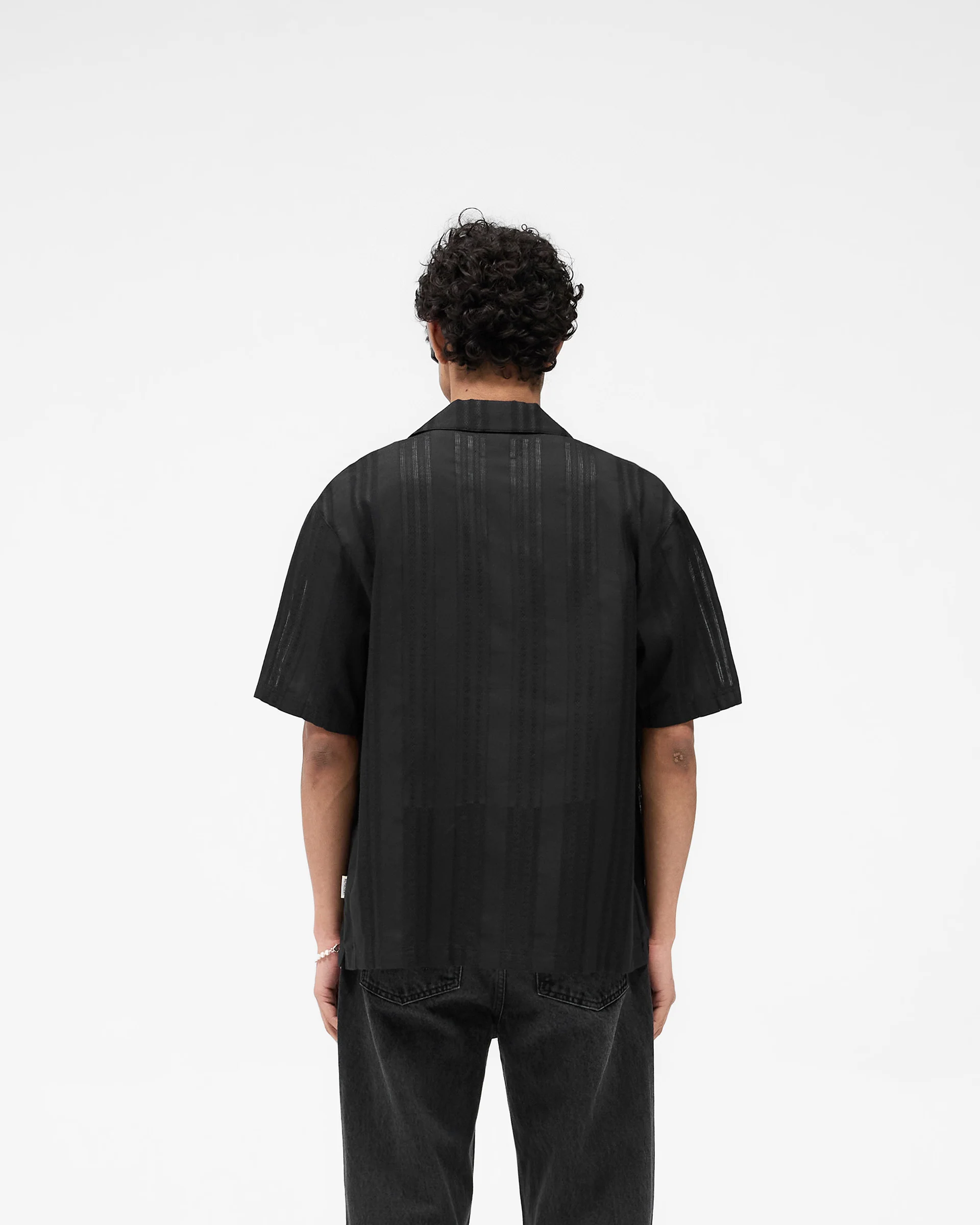 Embroidered Bowling Shirt - Jet Black - Image 4