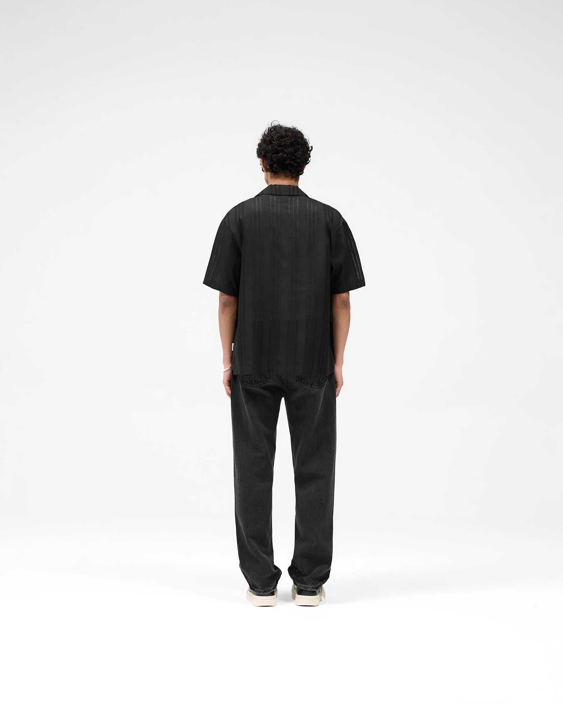 Embroidered Bowling Shirt - Jet Black - Image 7