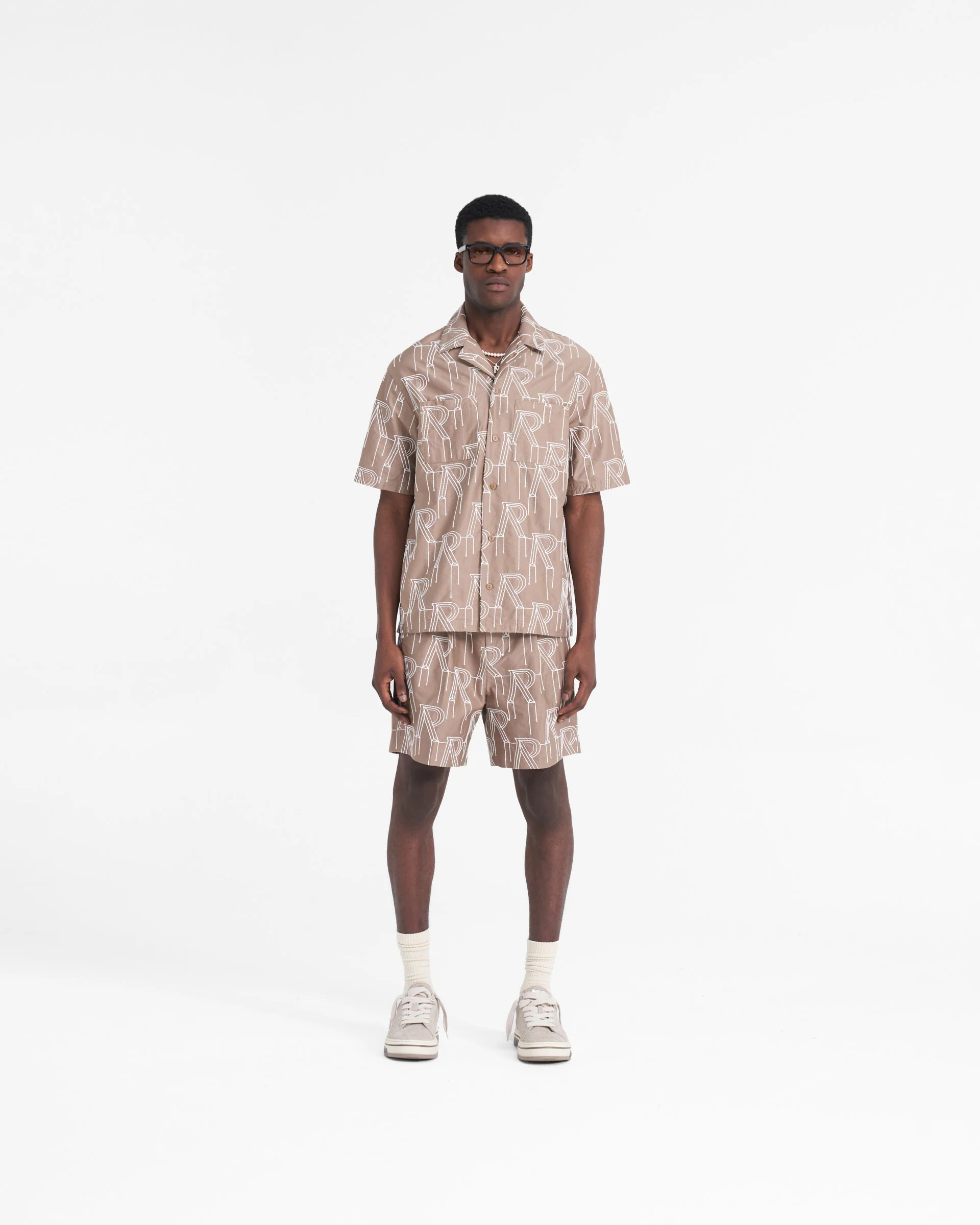 Embroidered Initial Overshirt - Washed Taupe - Image 5