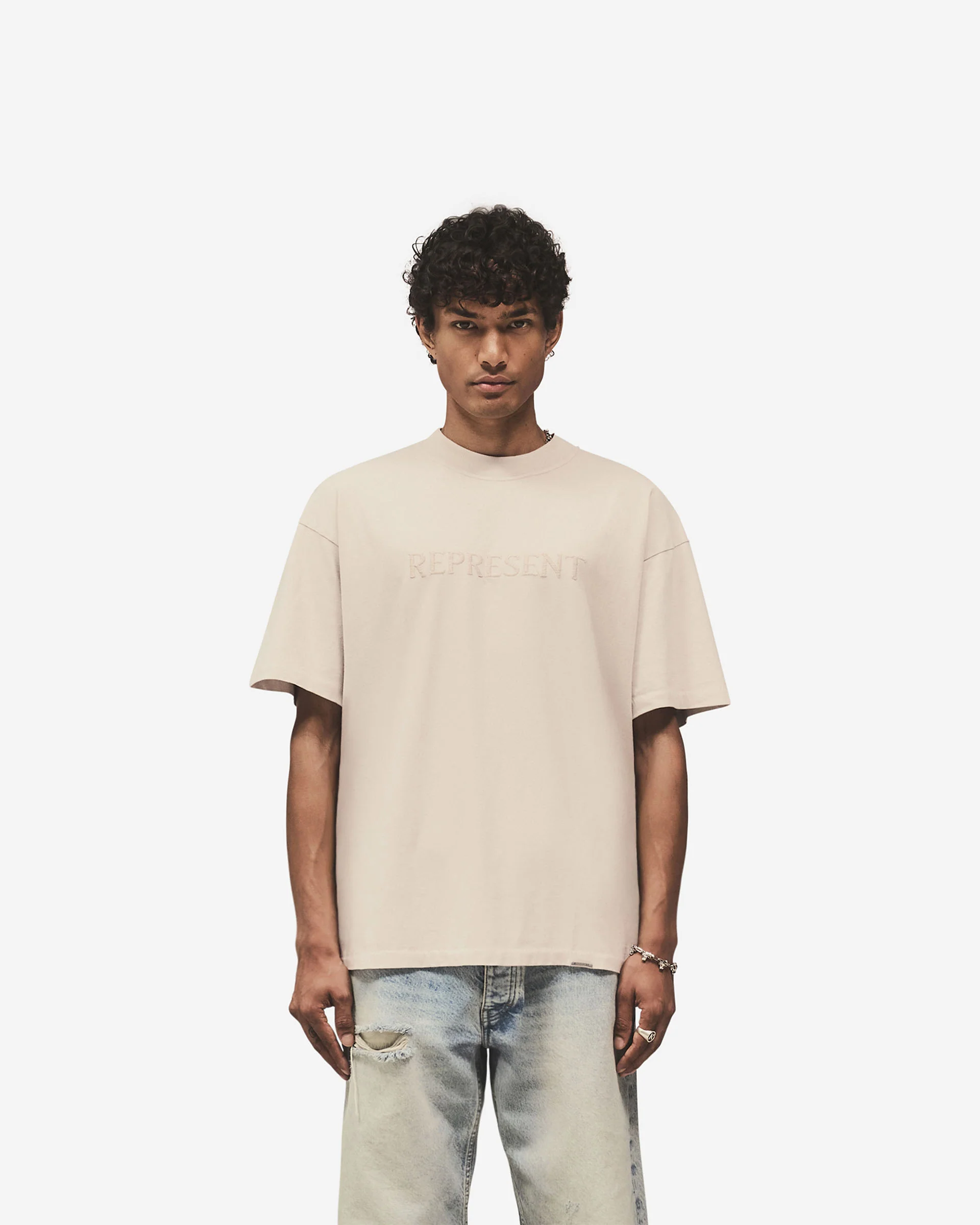 Embroidered Serif Logo T-Shirt - Concrete - Image 4