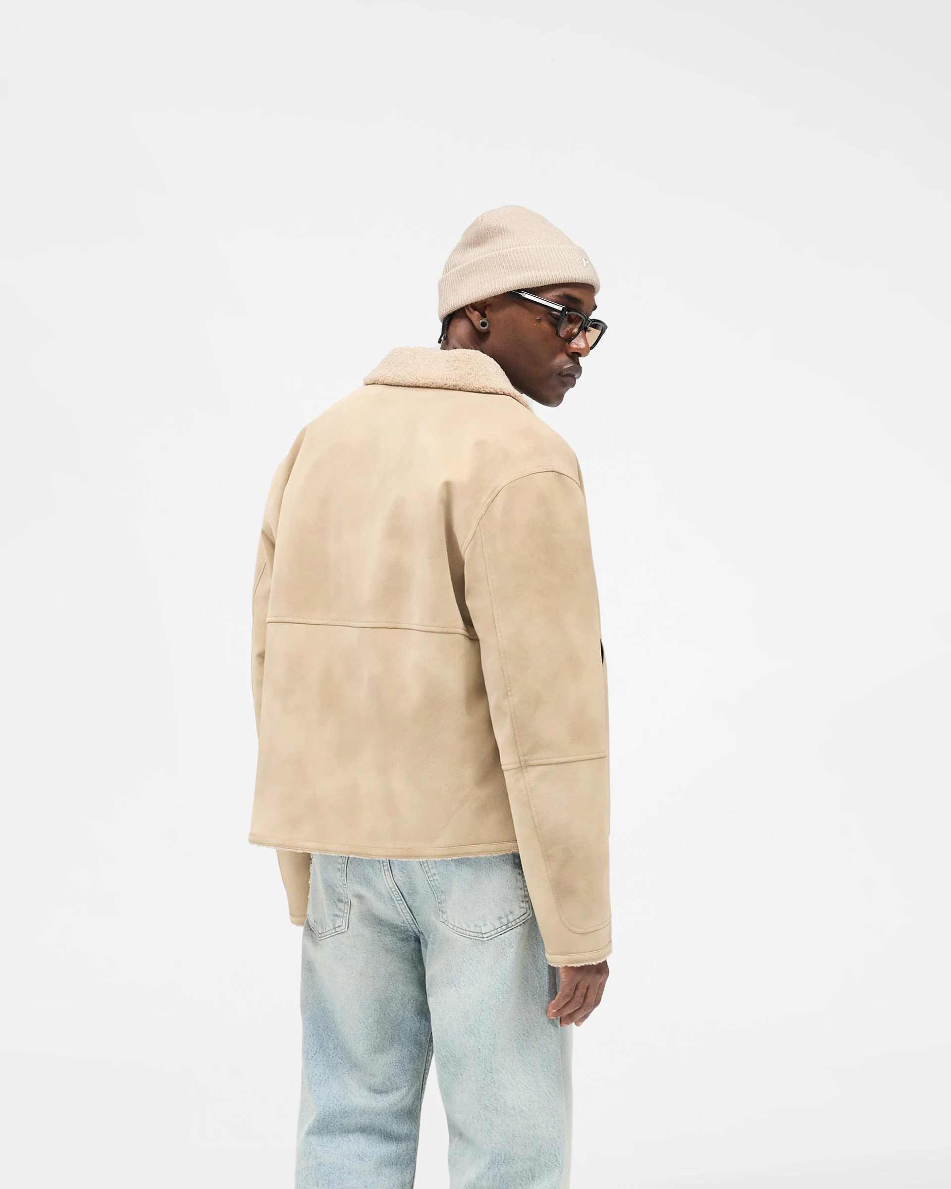 Faux Shearling Jacket - Cafe - Image 6