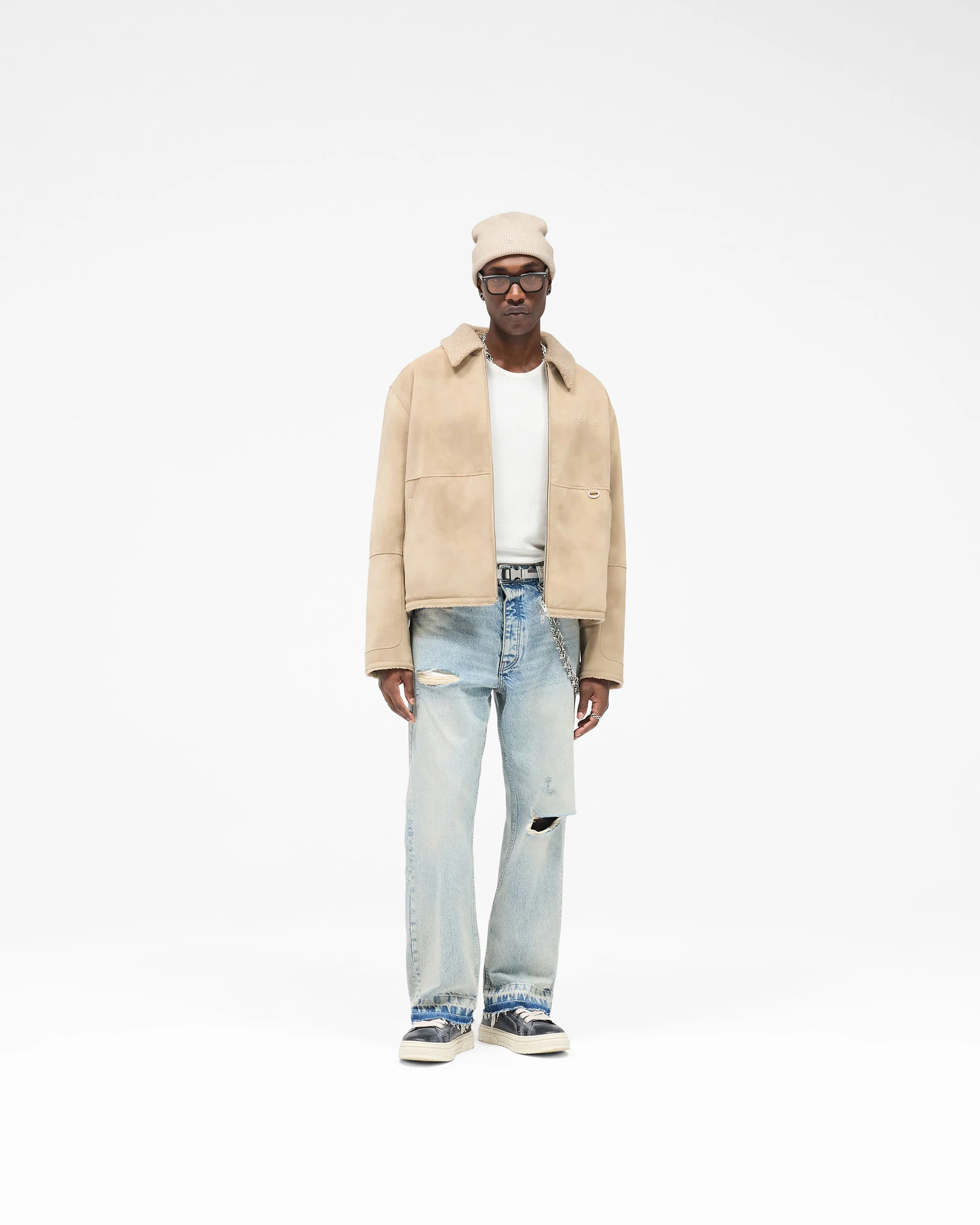 Faux Shearling Jacket - Cafe - Image 7
