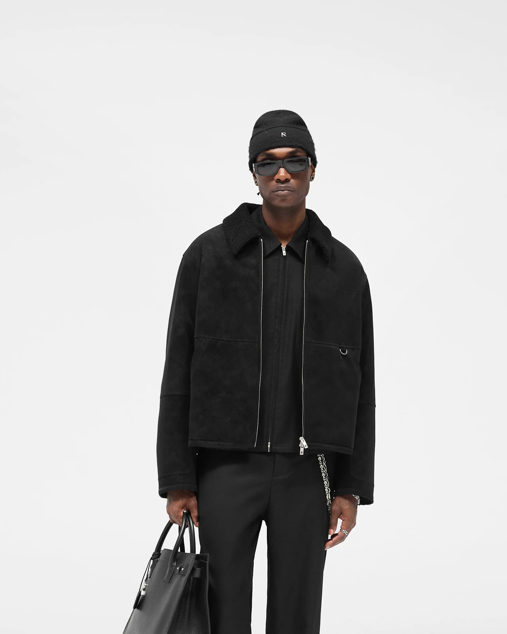 Faux Shearling Jacket - Jet Black - Image 2