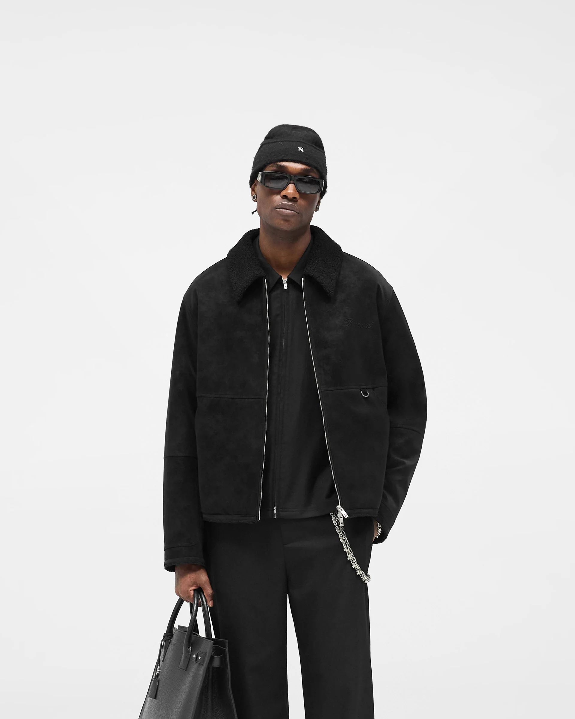 Faux Shearling Jacket - Jet Black - Image 3