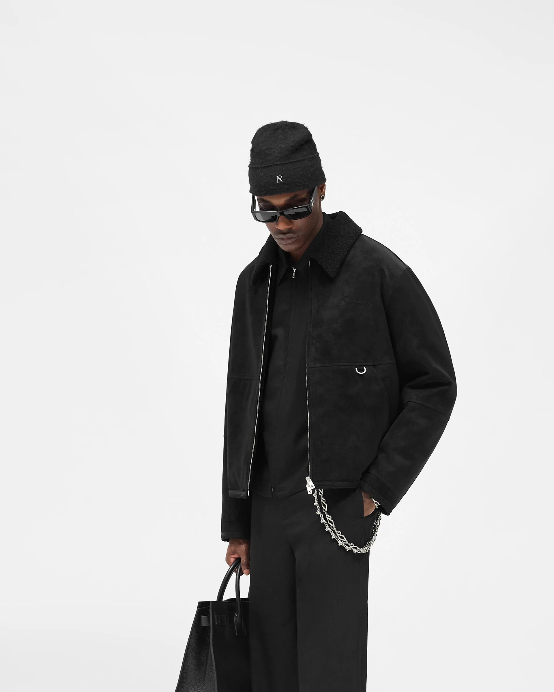 Faux Shearling Jacket - Jet Black - Image 4