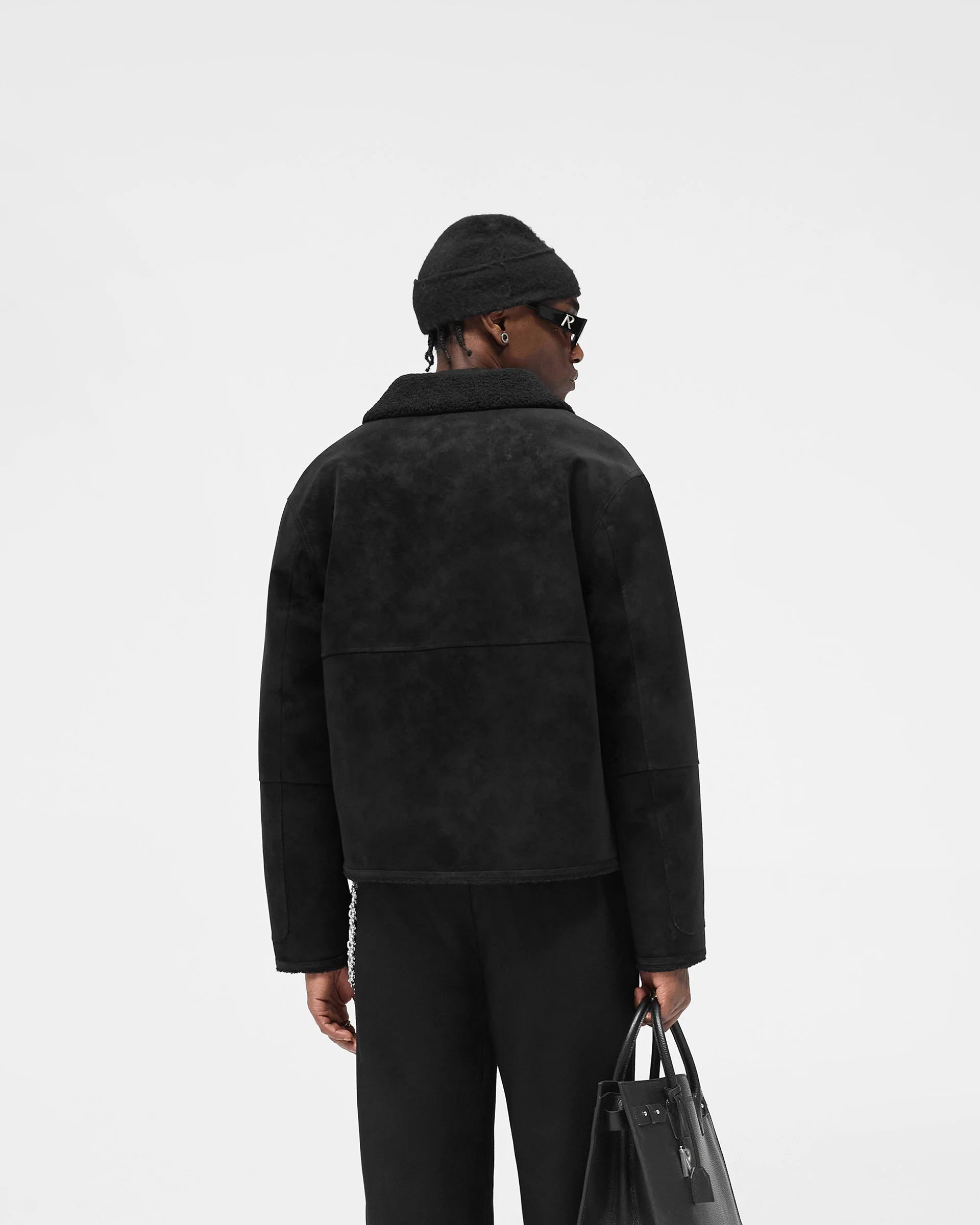 Faux Shearling Jacket - Jet Black - Image 5