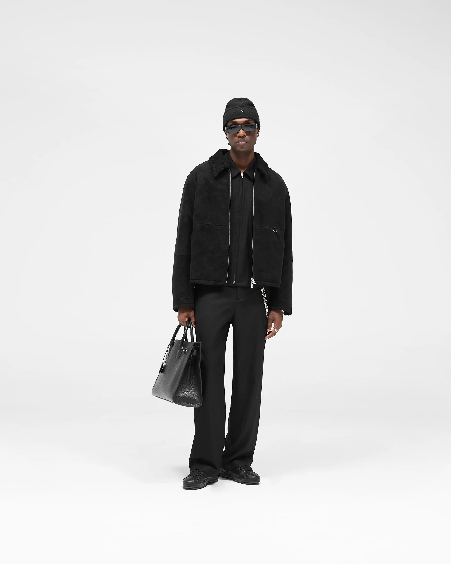 Faux Shearling Jacket - Jet Black - Image 6