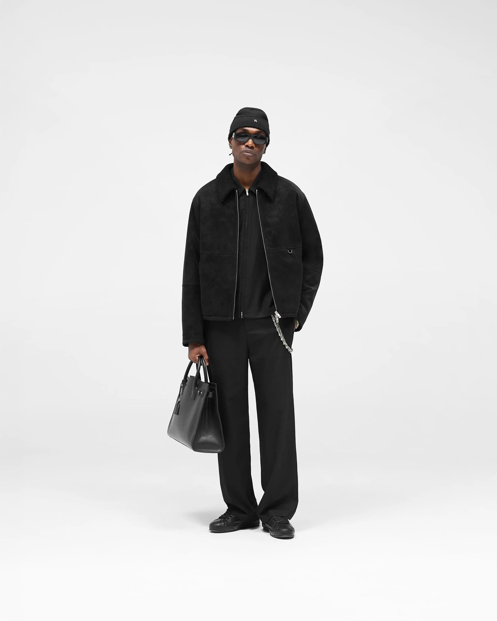 Faux Shearling Jacket - Jet Black - Image 7