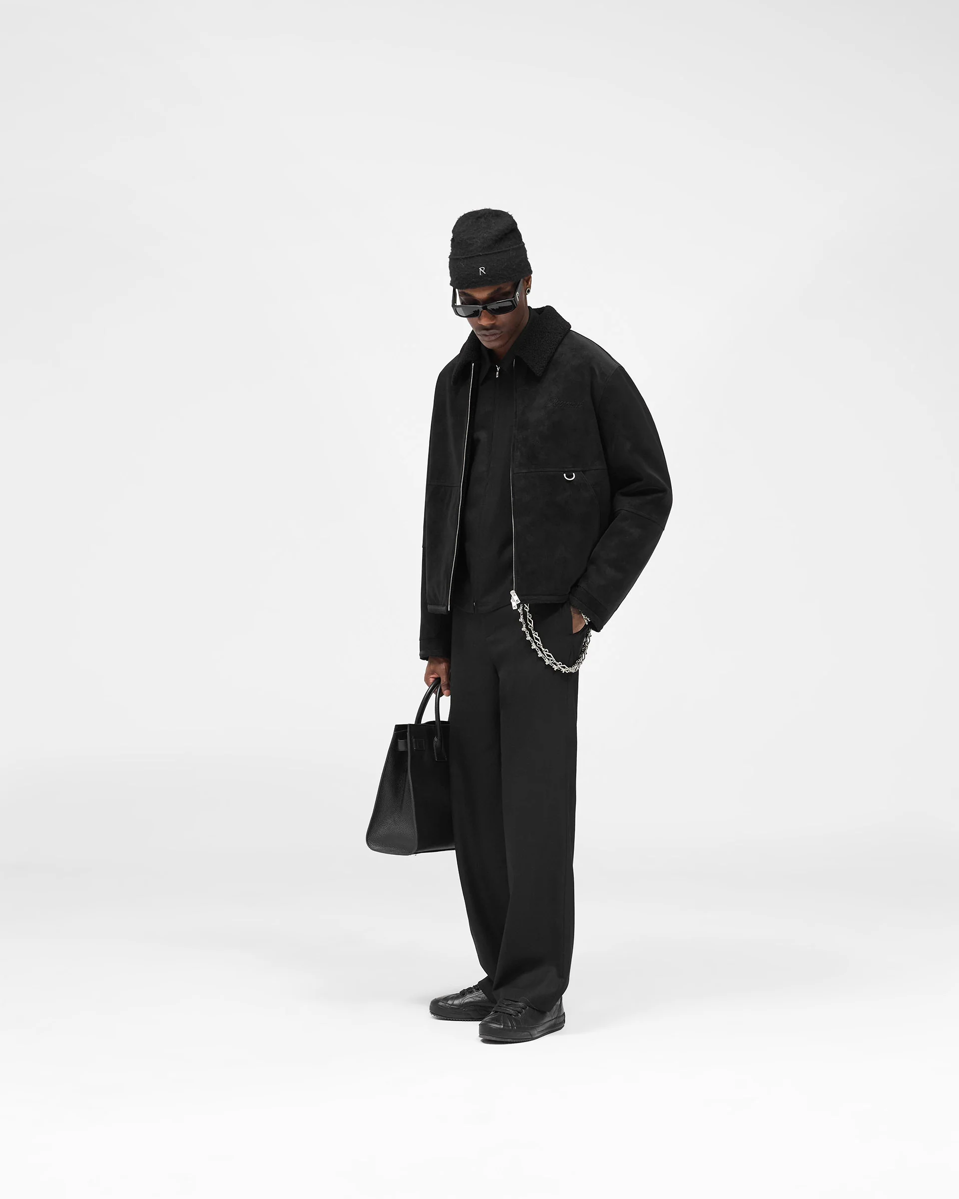 Faux Shearling Jacket - Jet Black - Image 8