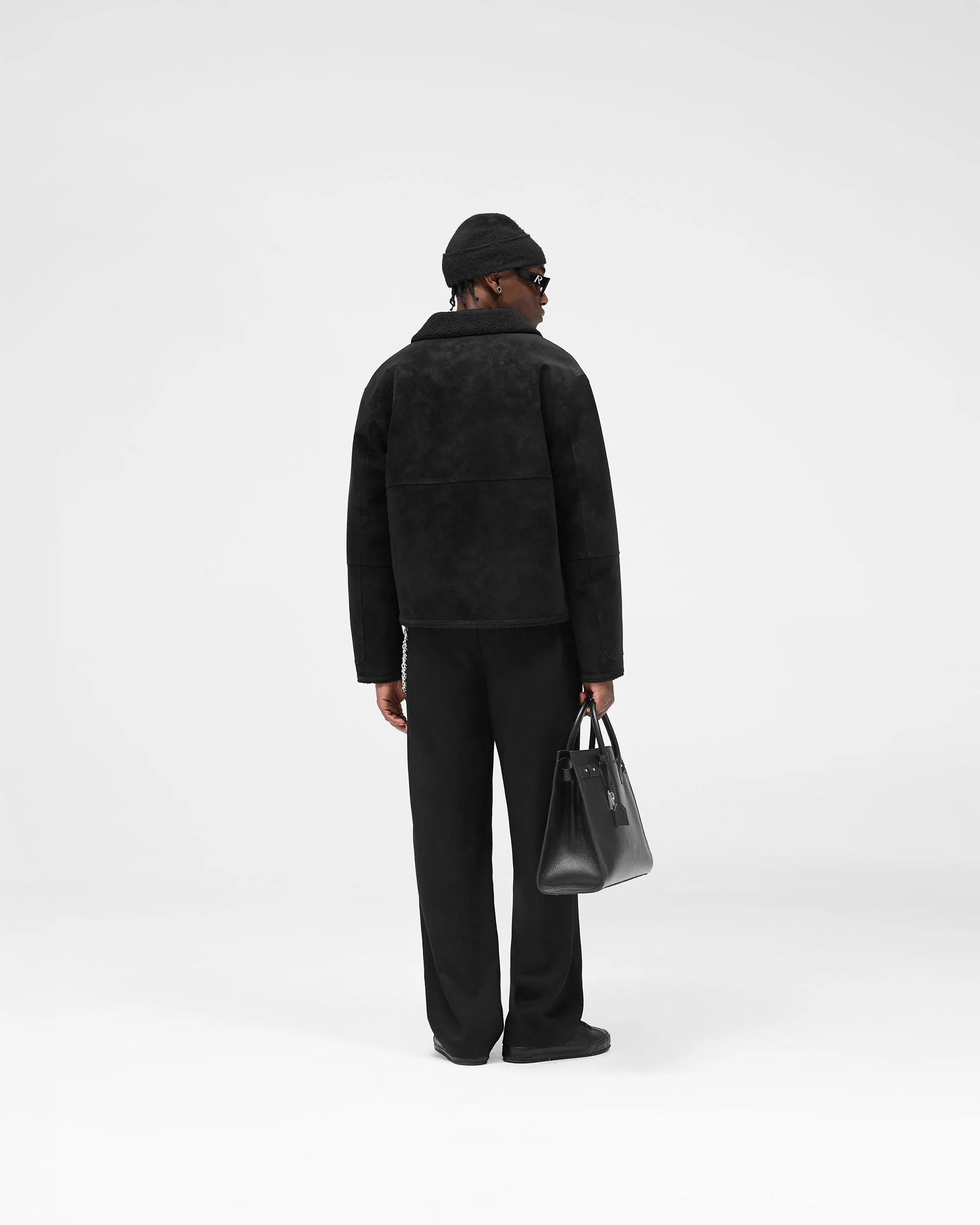 Faux Shearling Jacket - Jet Black - Image 9
