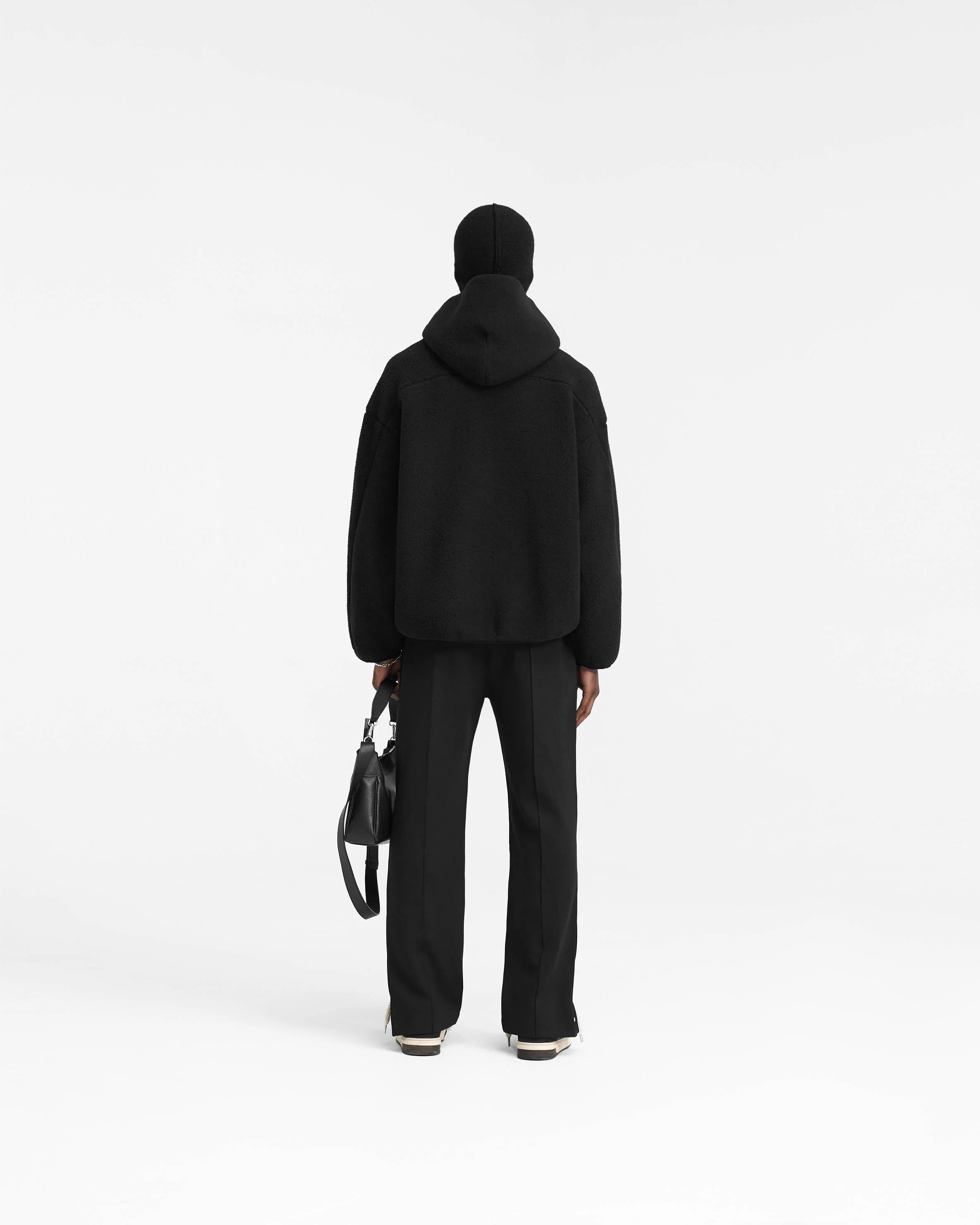 Fleece Oversized Hoodie - Black - Image 10