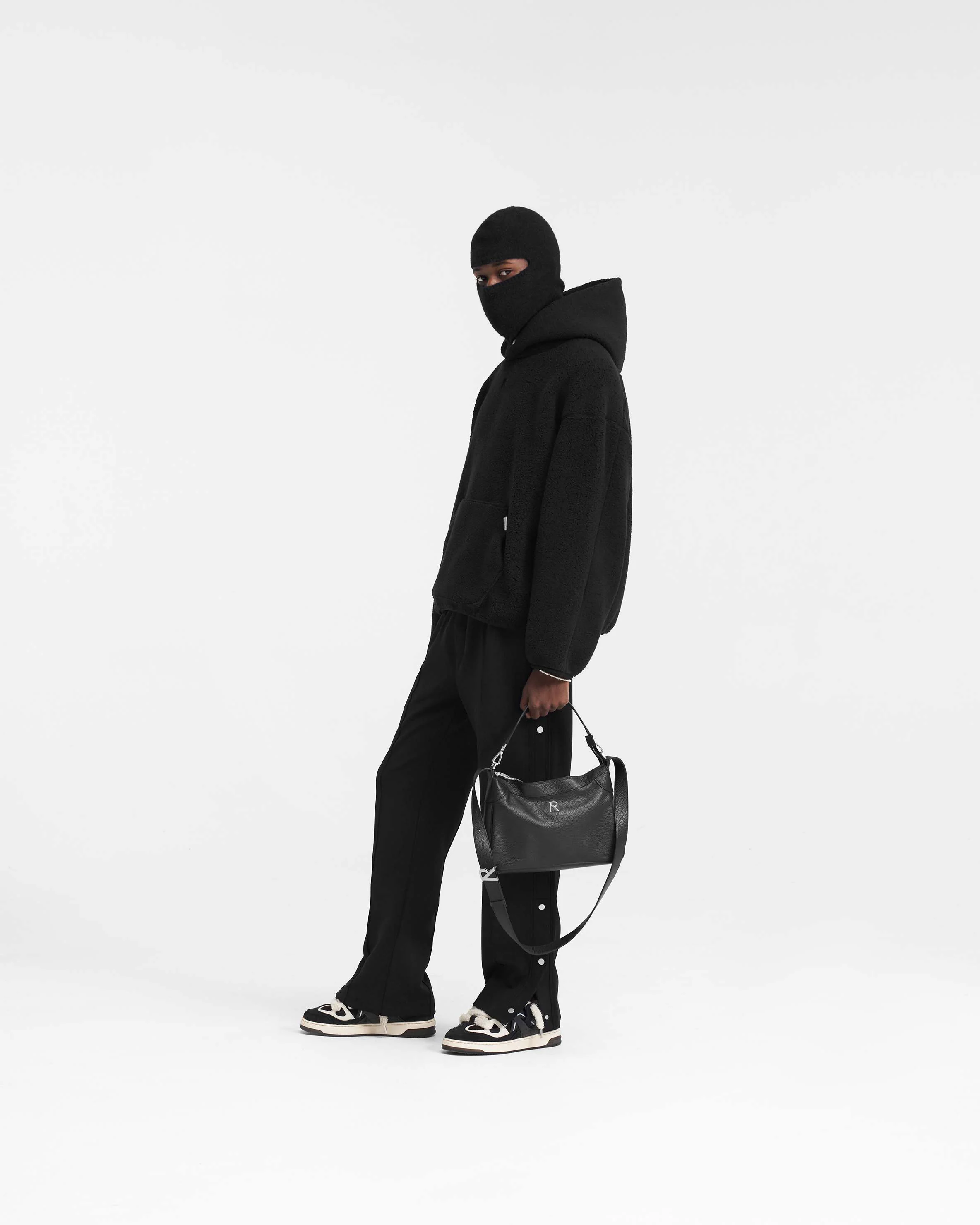 Fleece Oversized Hoodie - Black - Image 9