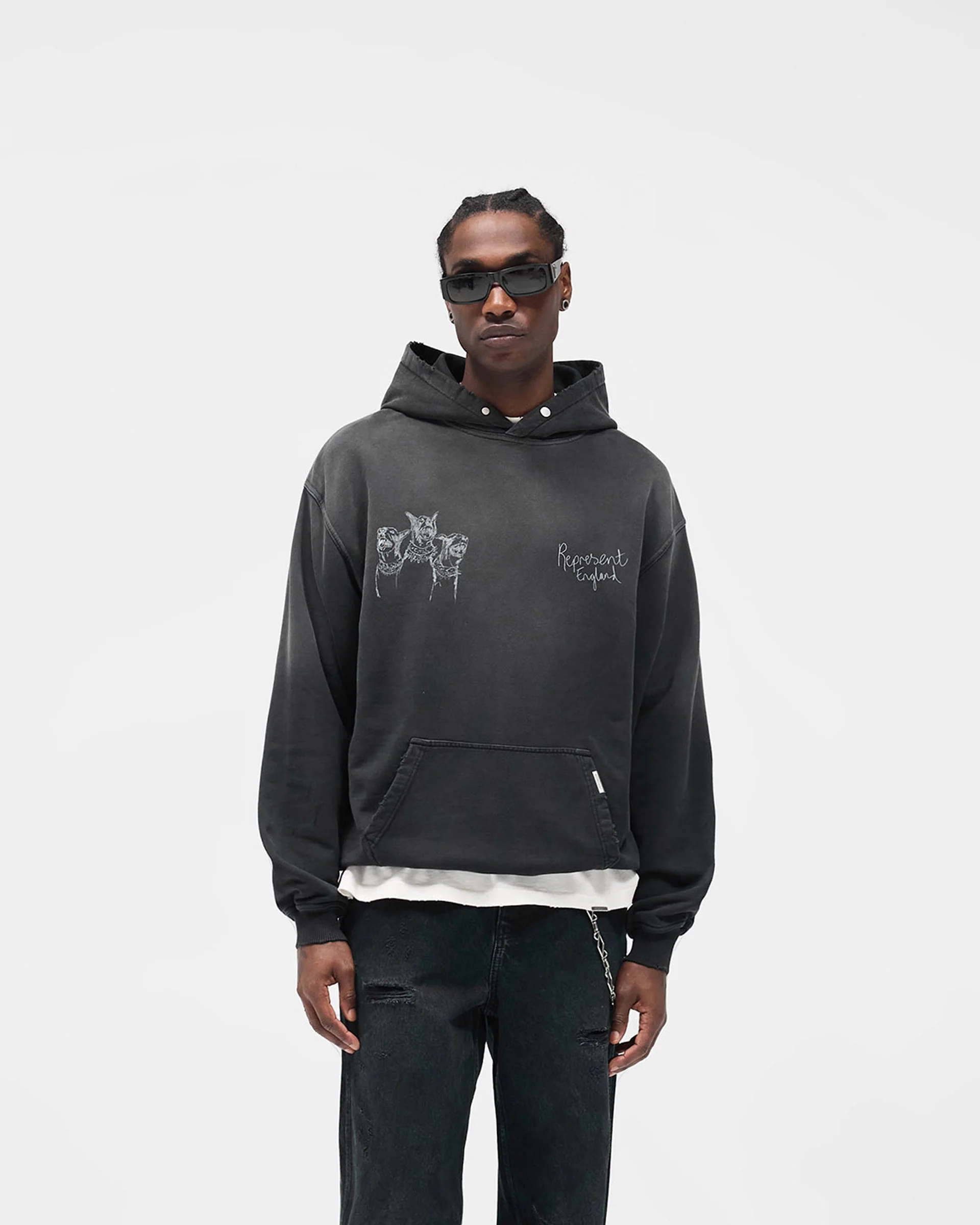 Hand Drawn Thoroughbred Hoodie - Aged Black - Image 3