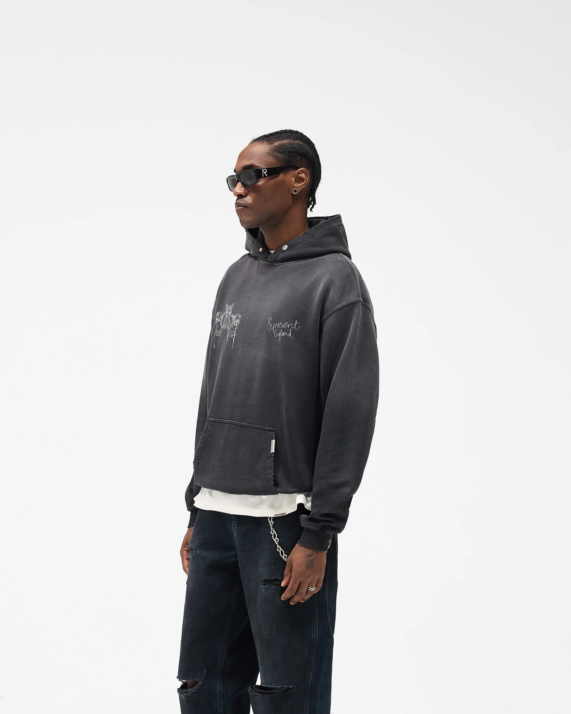 Hand Drawn Thoroughbred Hoodie - Aged Black - Image 4