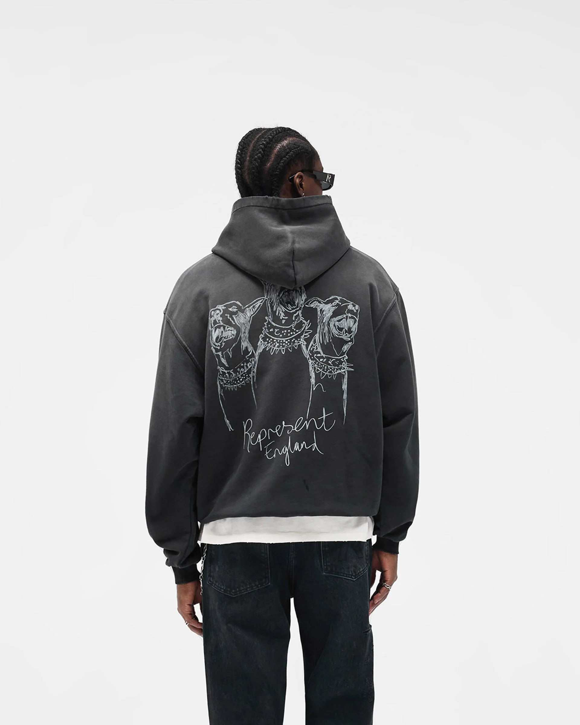 Hand Drawn Thoroughbred Hoodie - Aged Black - Image 5