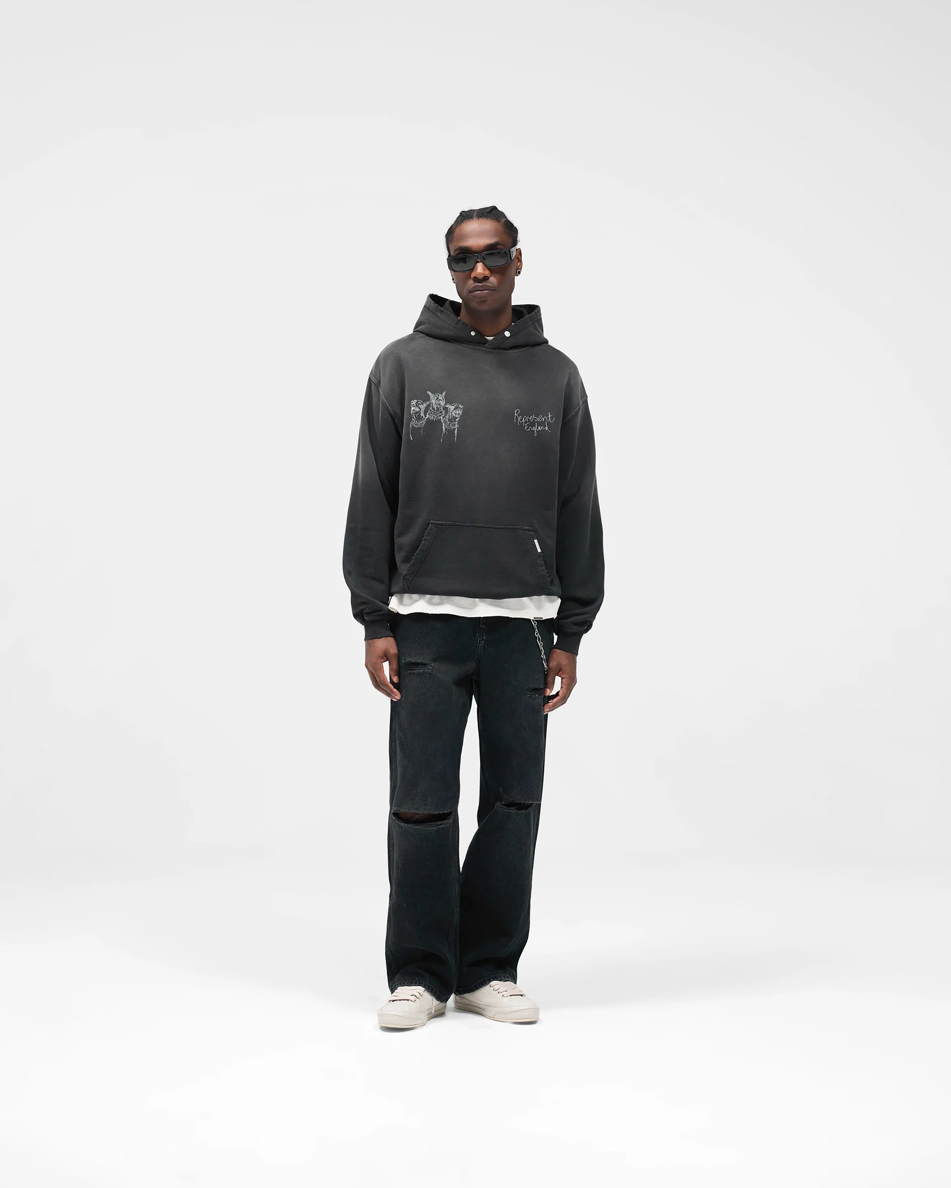 Hand Drawn Thoroughbred Hoodie - Aged Black - Image 6