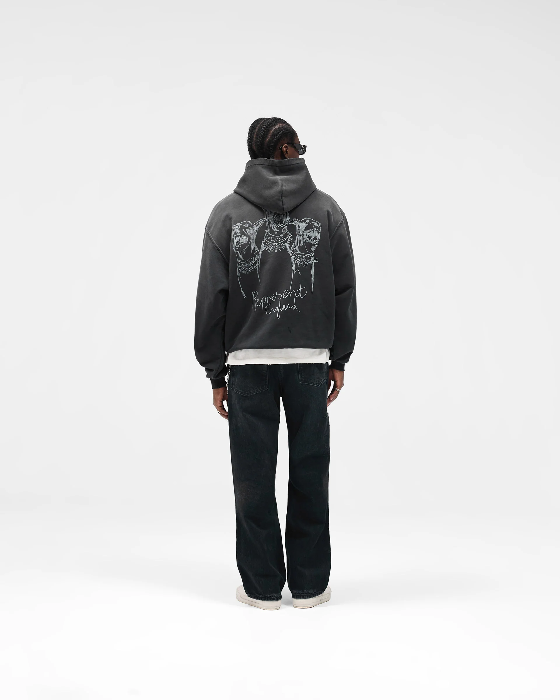 Hand Drawn Thoroughbred Hoodie - Aged Black - Image 8