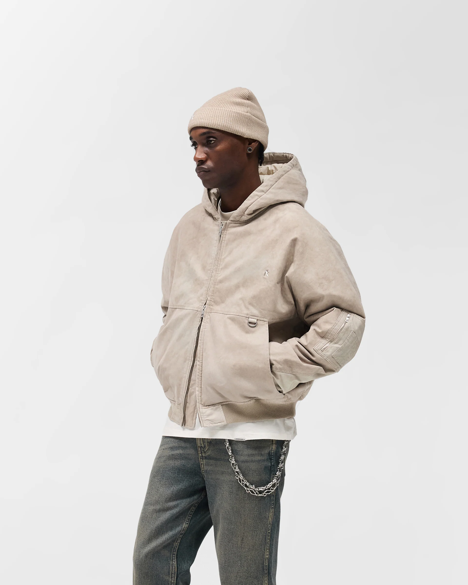 Hooded Bomber - Beige - Image 2